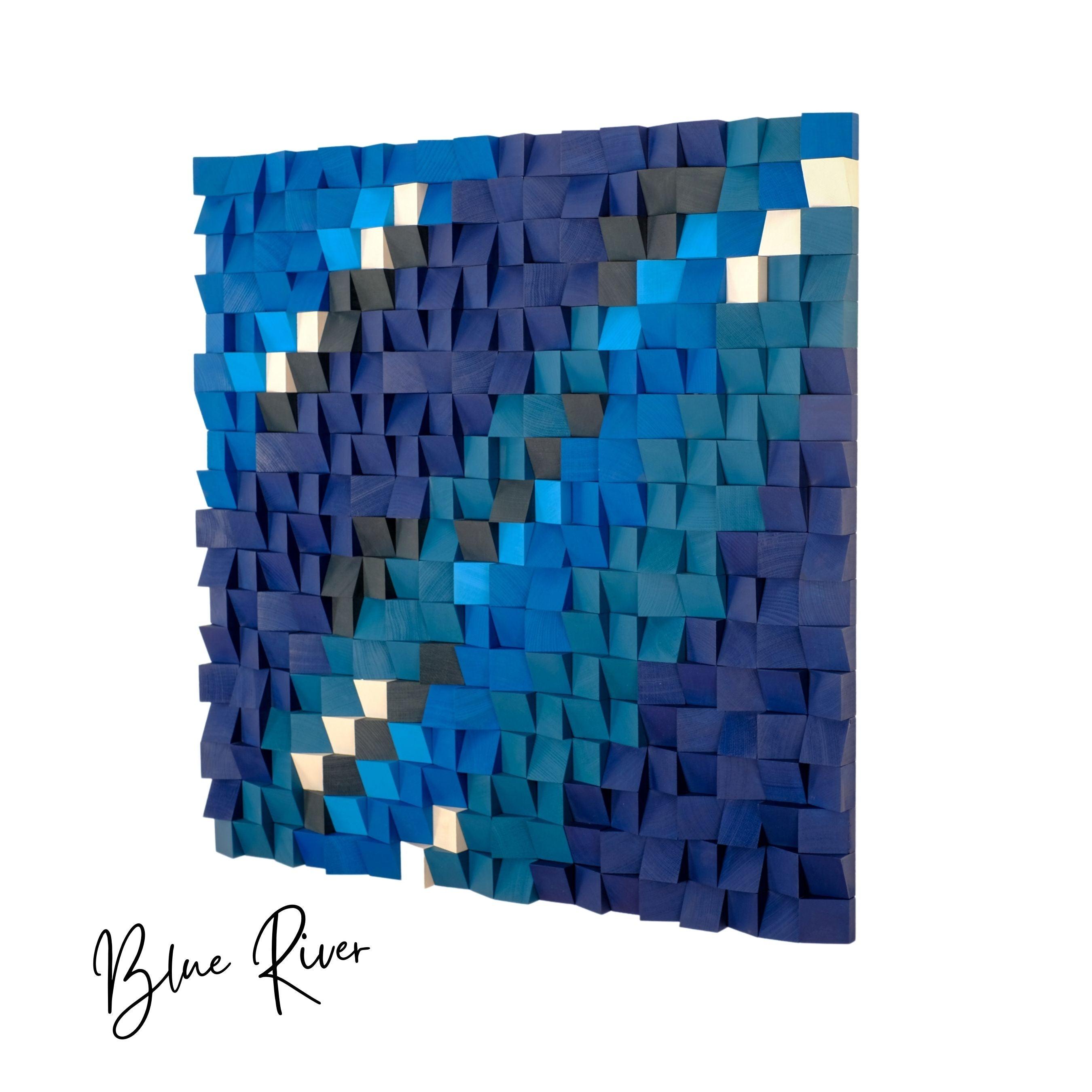・"Blue River"・Premium Wood Handmade Wall Sculpture - Limited Edition