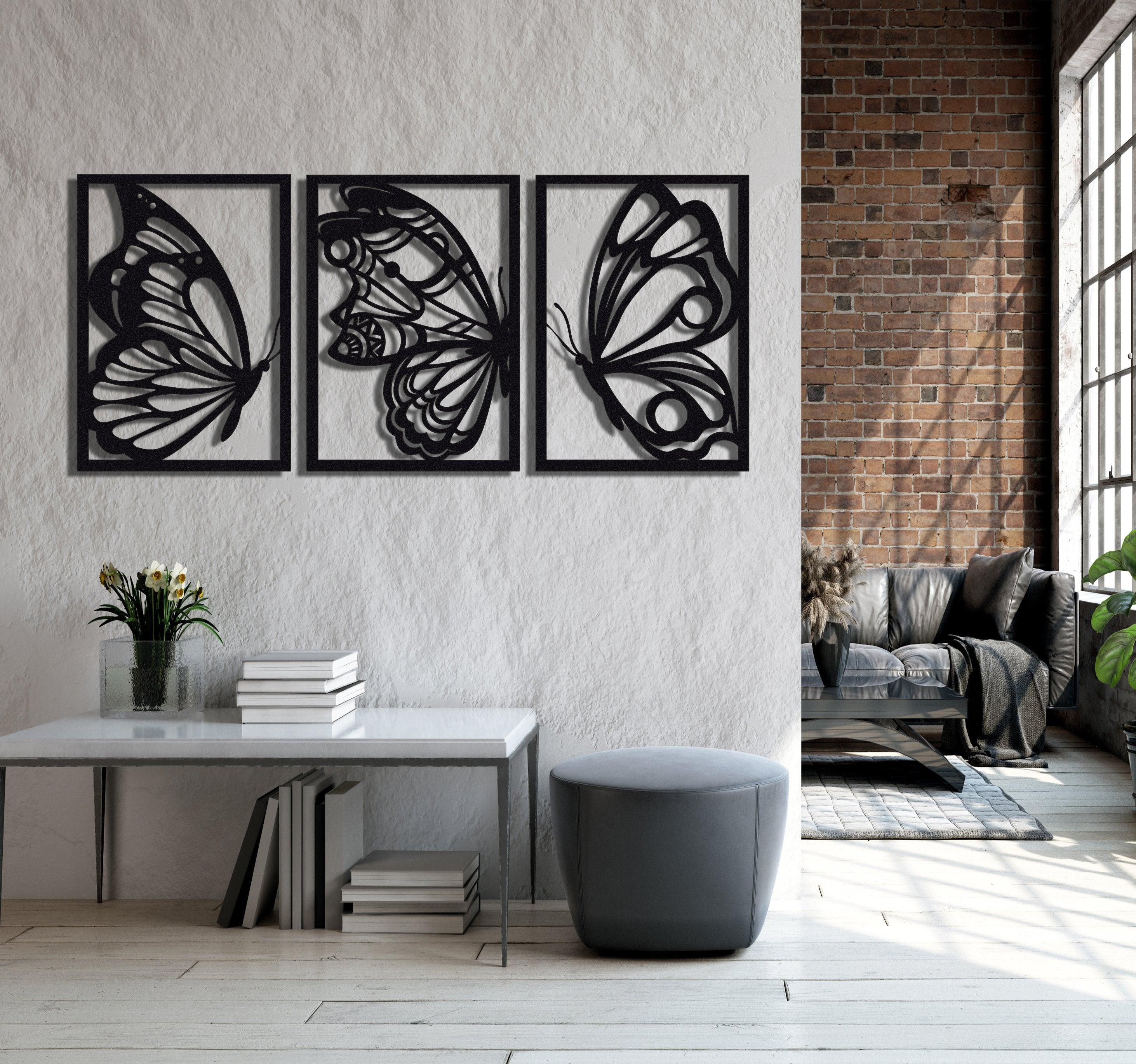 ・"Burtterfly Trio"・Premium Metal Wall Art - Limited Edition