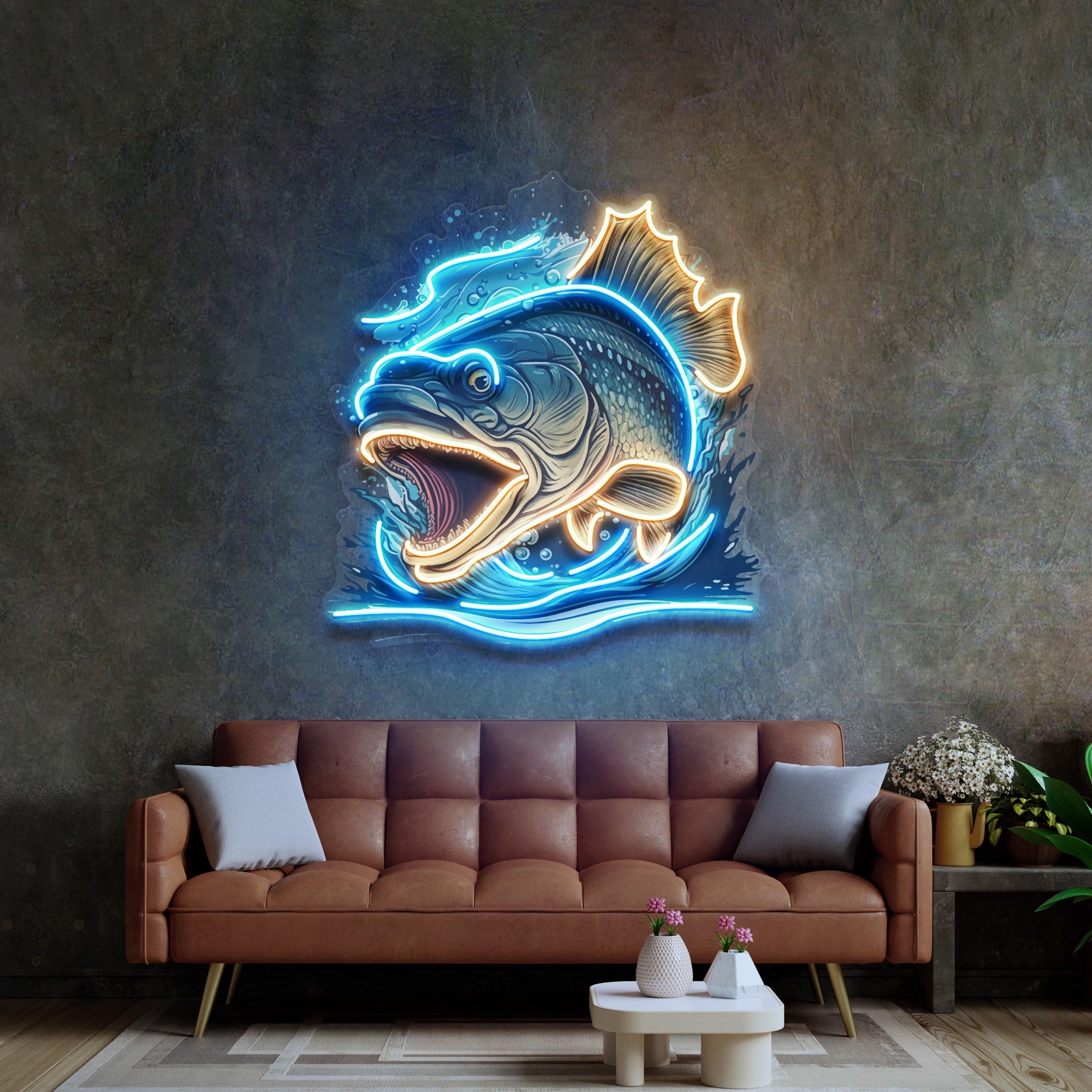 Aggressive Fish Counterattack LED Neon Sign Light Pop Art