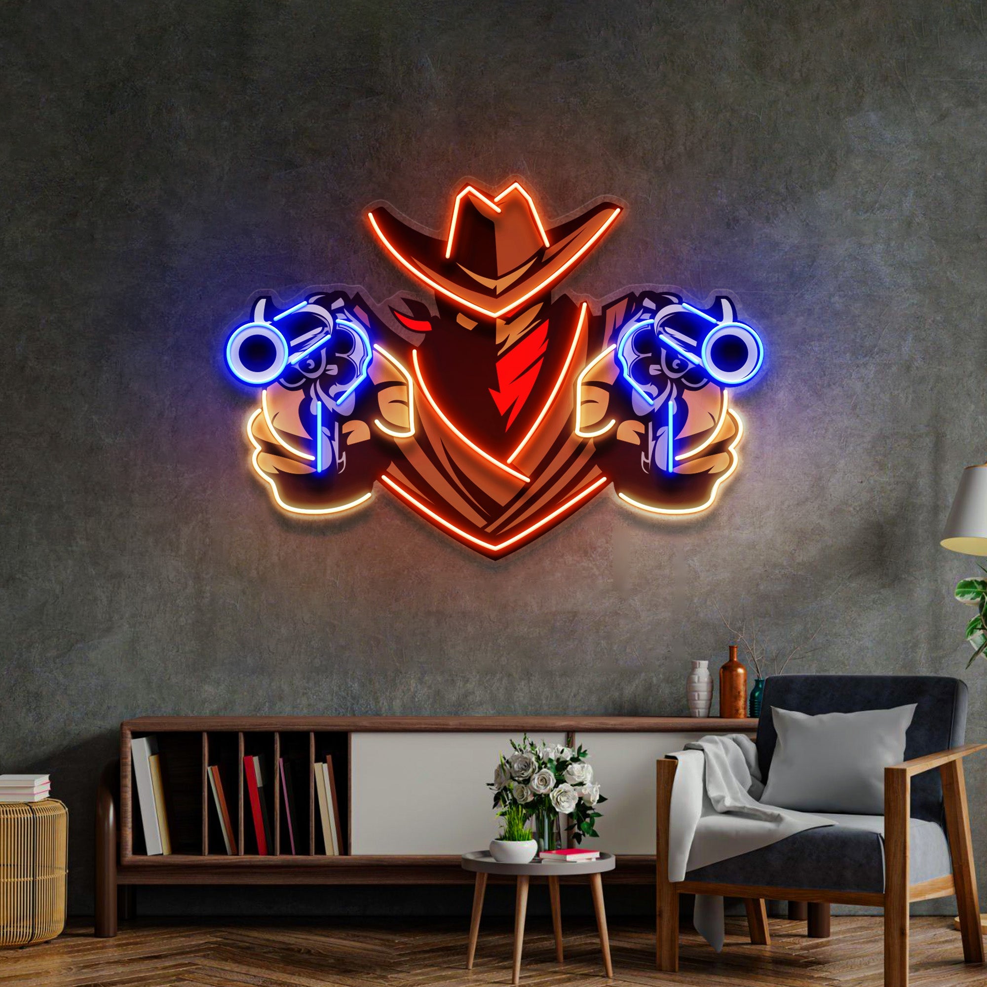 Aiming Guns LED Neon Sign Light Pop Art