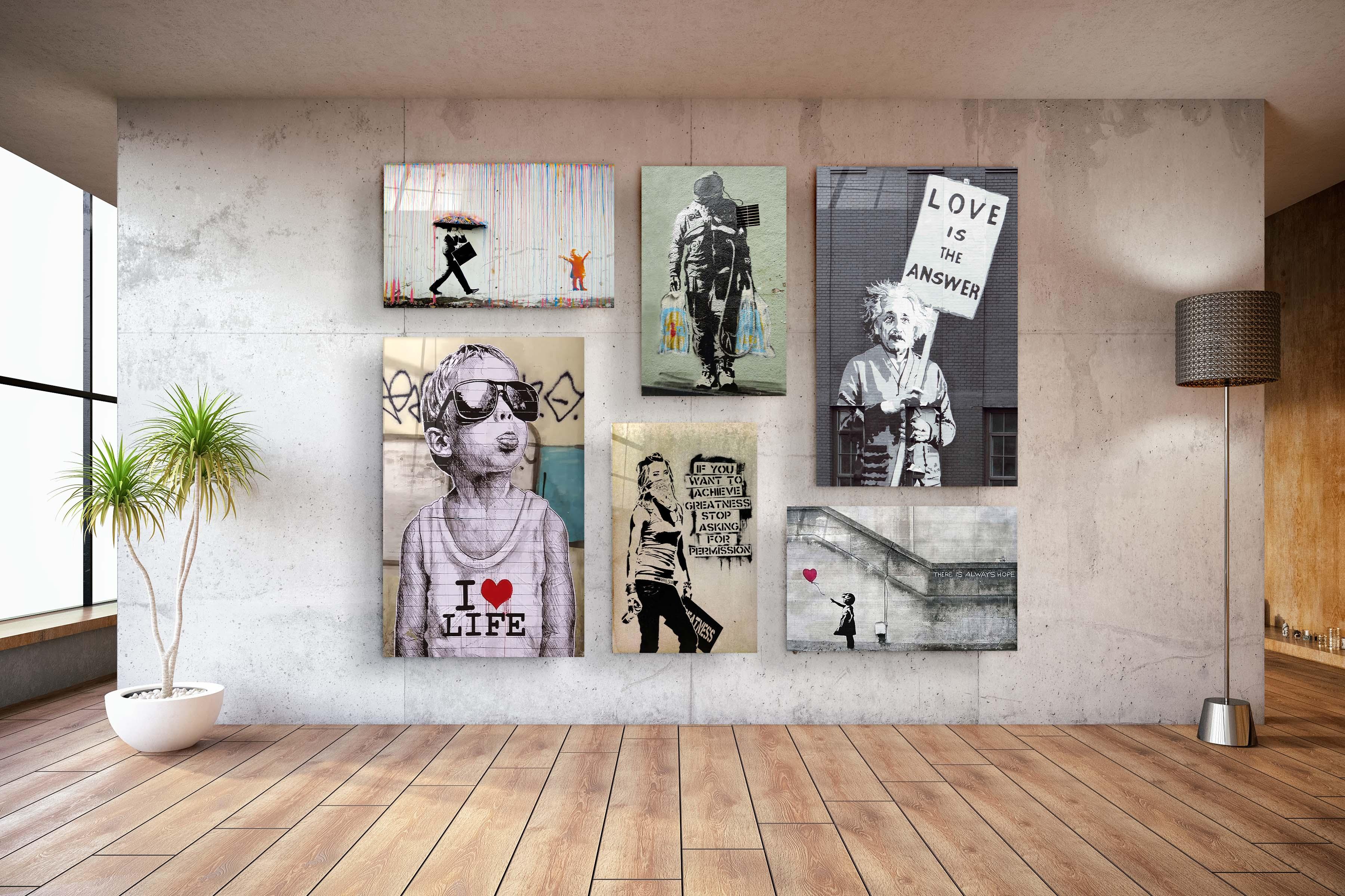 " BANKSY-Mega Set"・Glass Wall Art