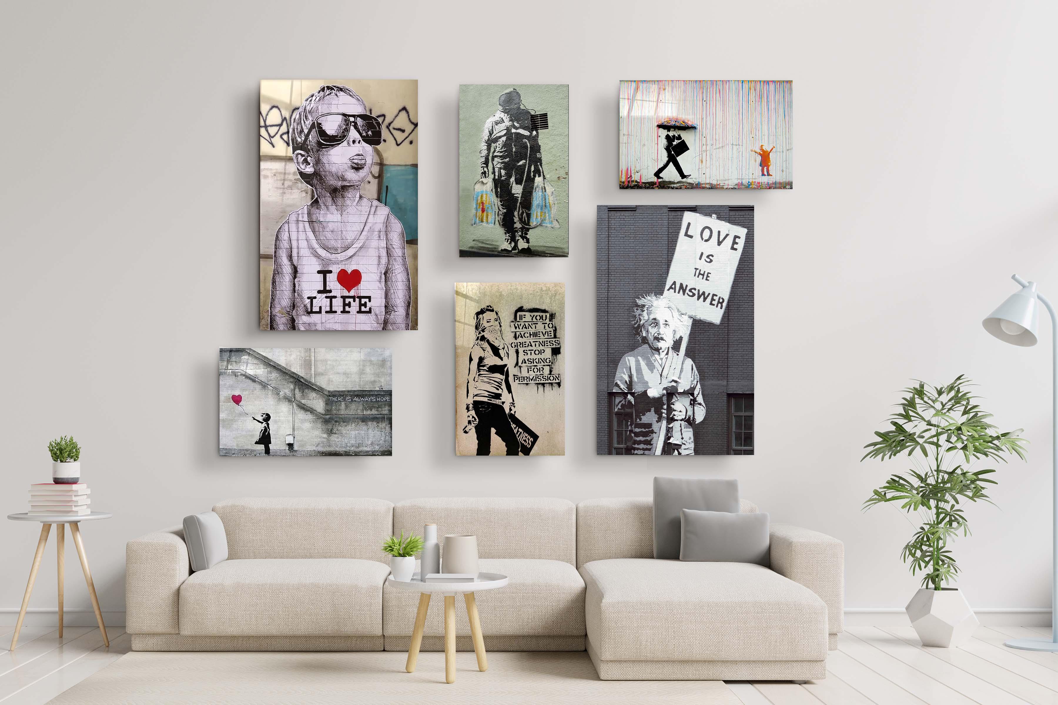 " BANKSY-Mega Set"・Glass Wall Art