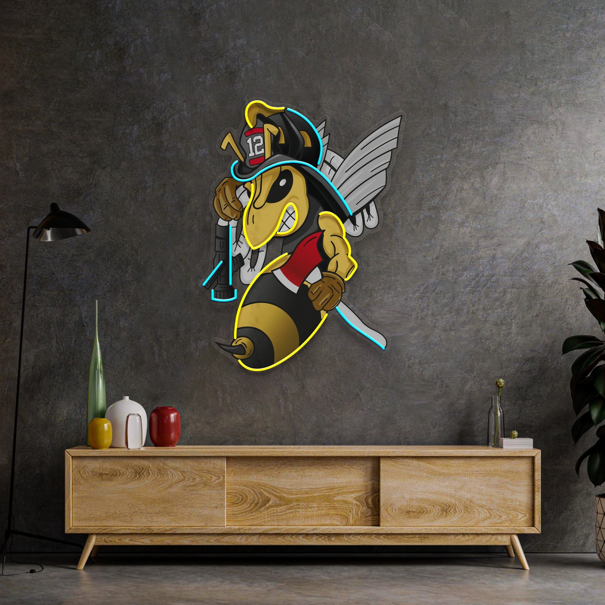 Bee Firefighters LED Neon Sign Light Pop Art