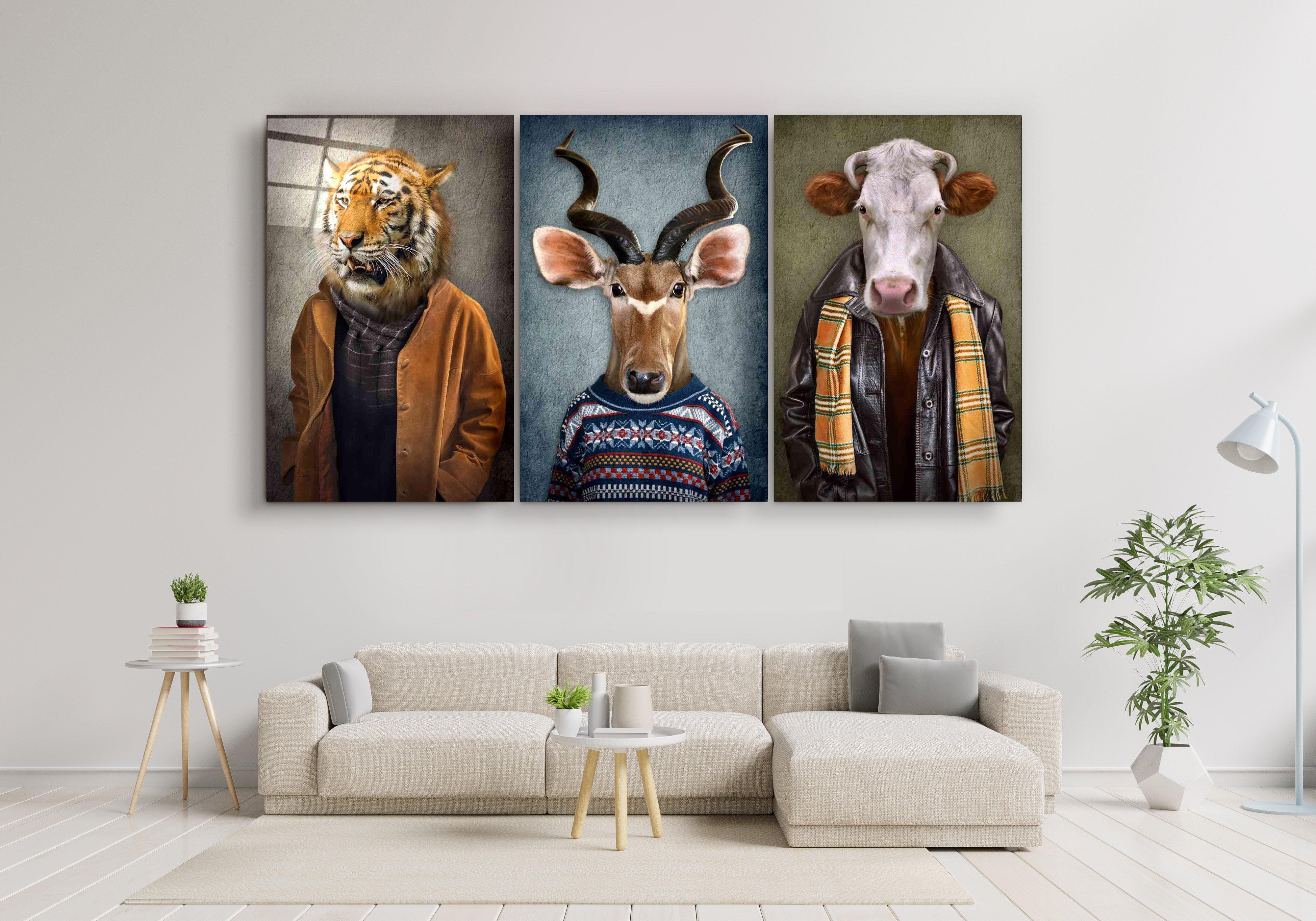 ・"Big Boyz - Trio"・Glass Wall Art