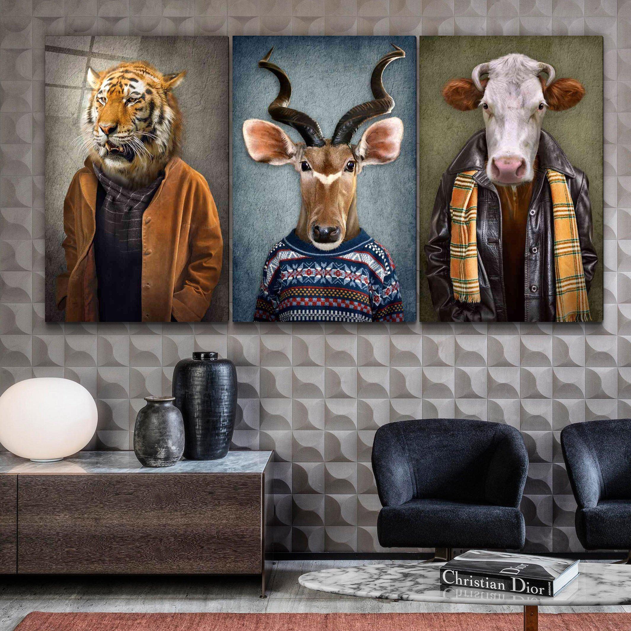 ・"Big Boyz - Trio"・Glass Wall Art