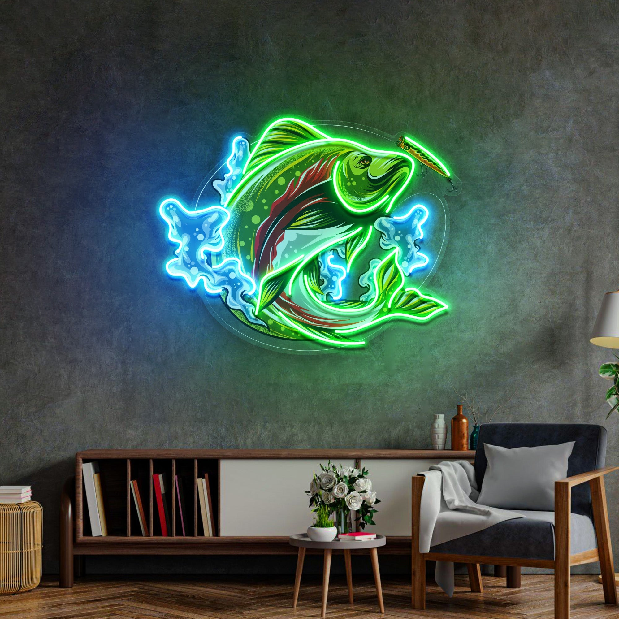 Big Wave Fishing LED Neon Sign Light Pop Art