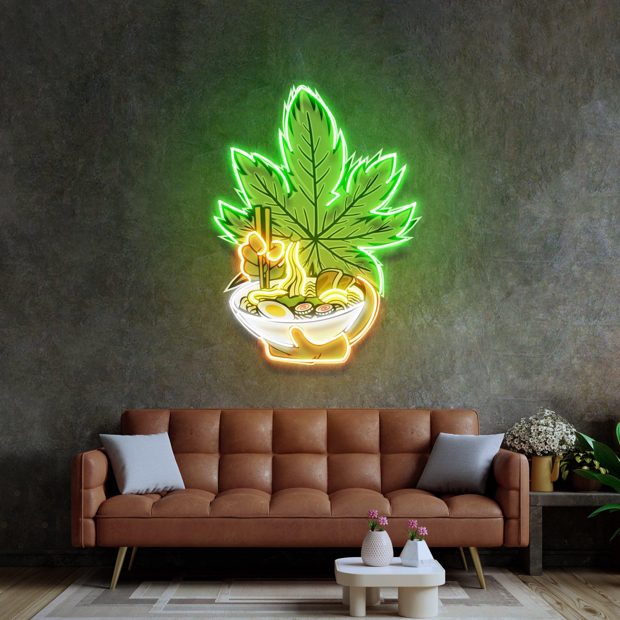 Cannabis Eat Ramen Led Neon Acrylic Artwork