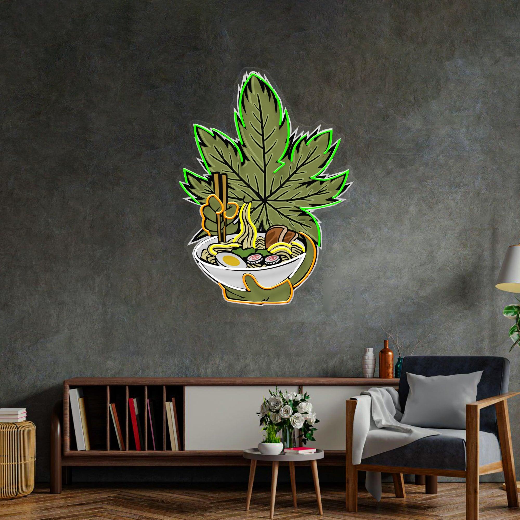 Cannabis Eat Ramen Led Neon Acrylic Artwork
