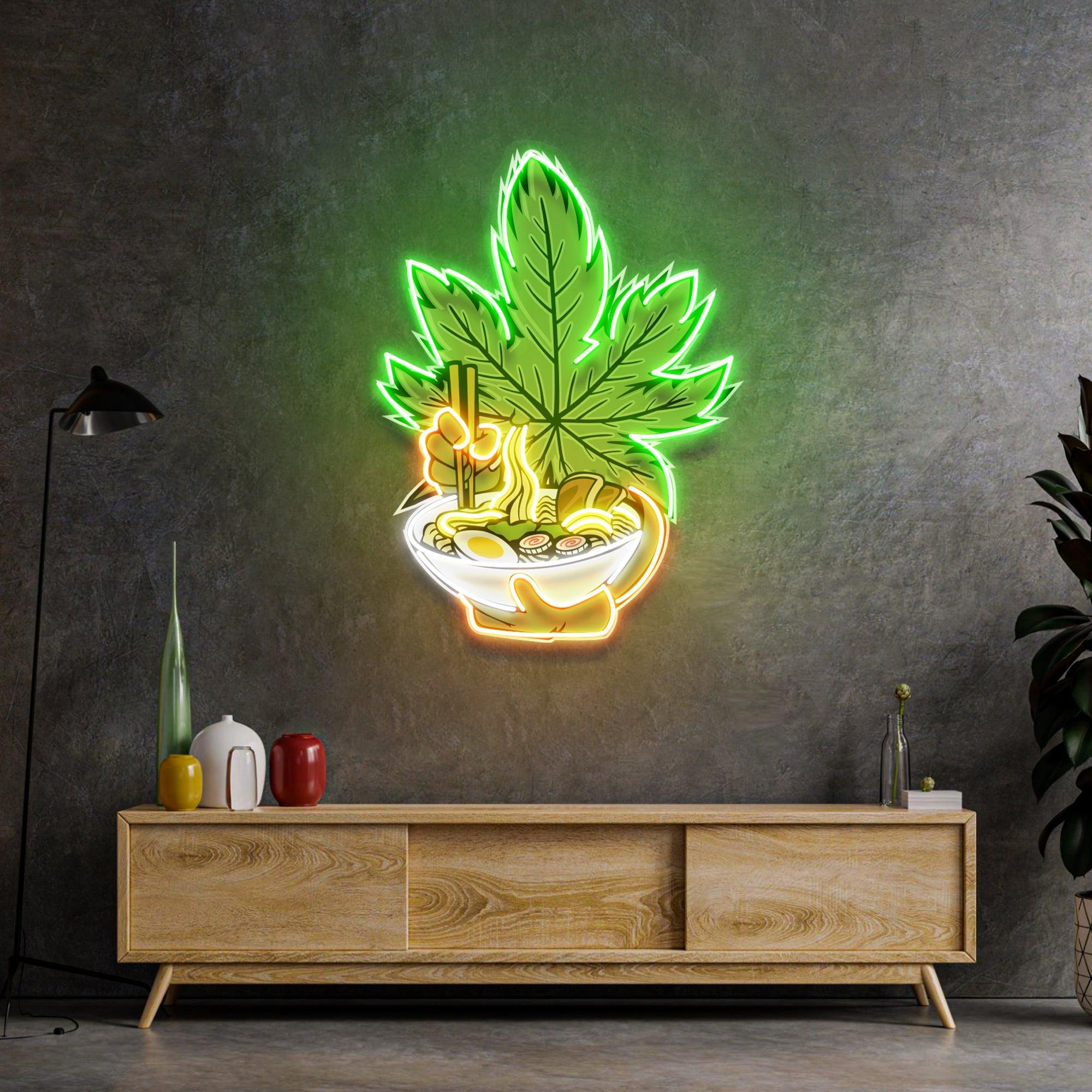 Cannabis Eat Ramen Led Neon Acrylic Artwork