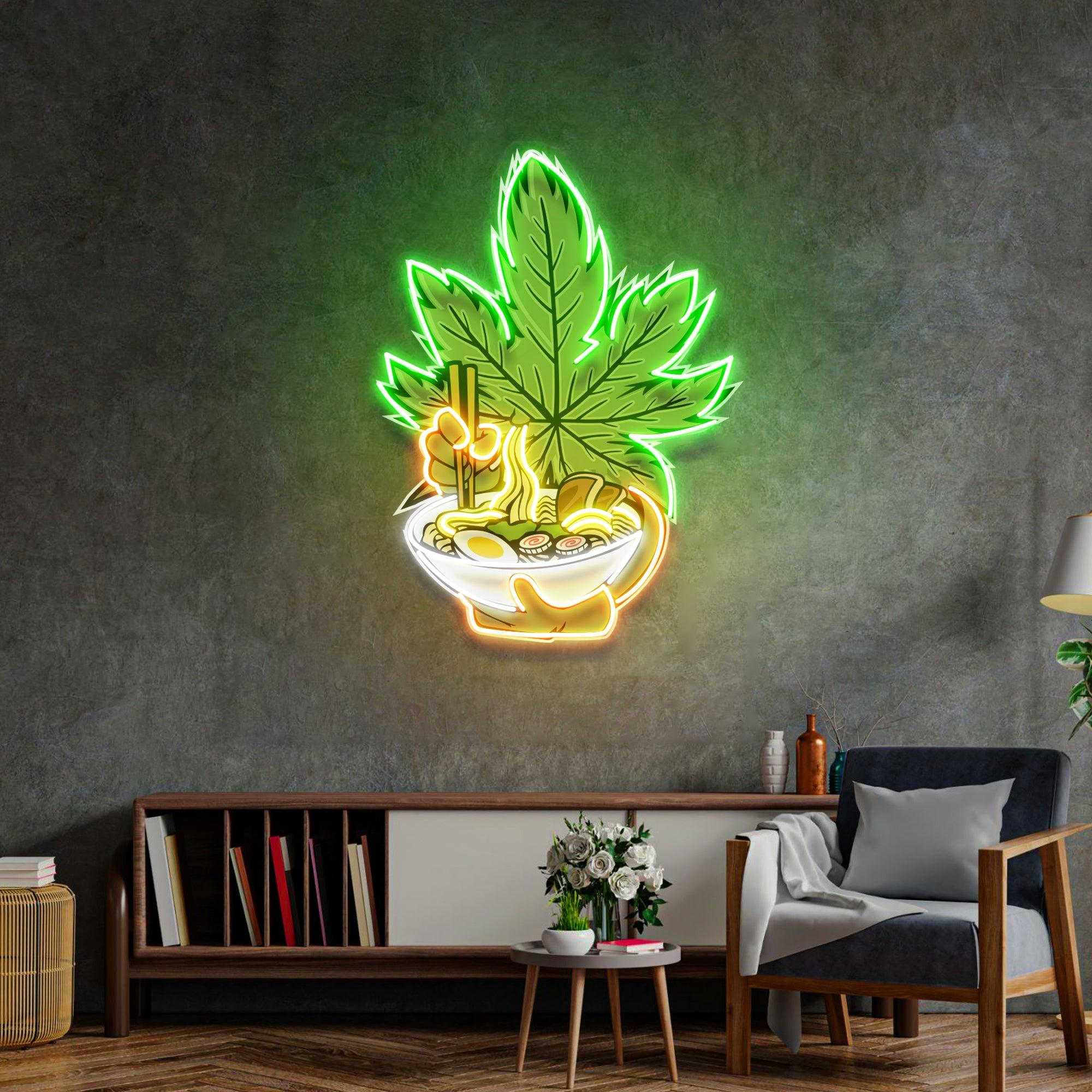 Cannabis Eat Ramen Led Neon Acrylic Artwork