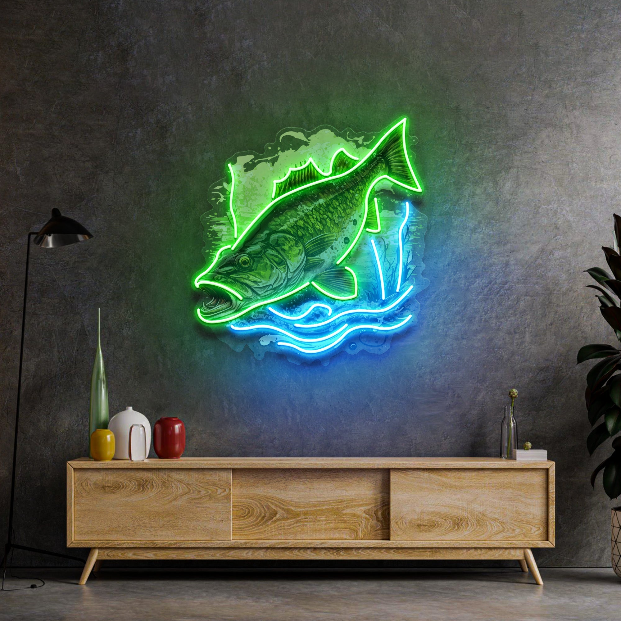 Cold Fishing Frame LED Neon Sign Light Pop Art