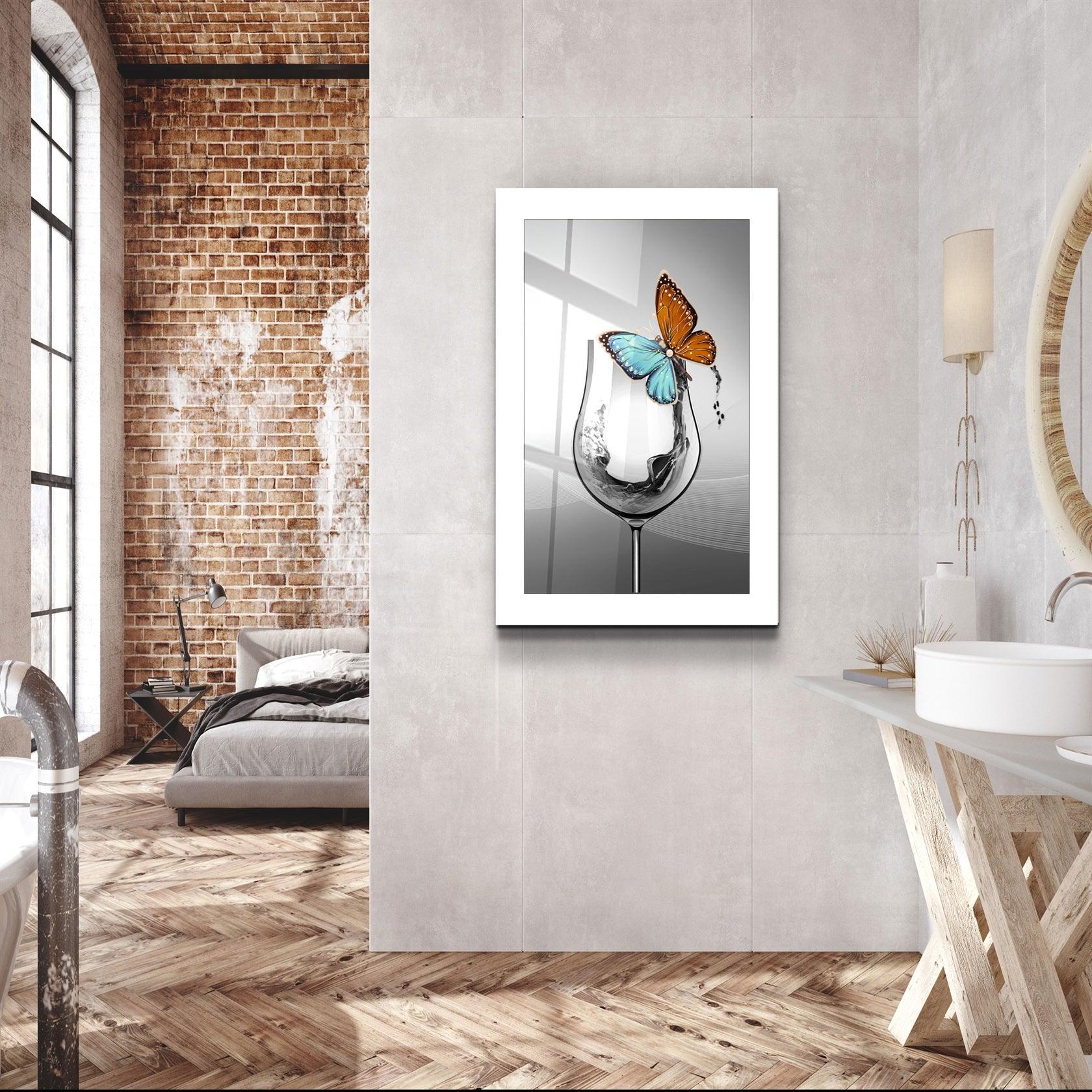・"Glass and Butterfly"・Glass Wall Art