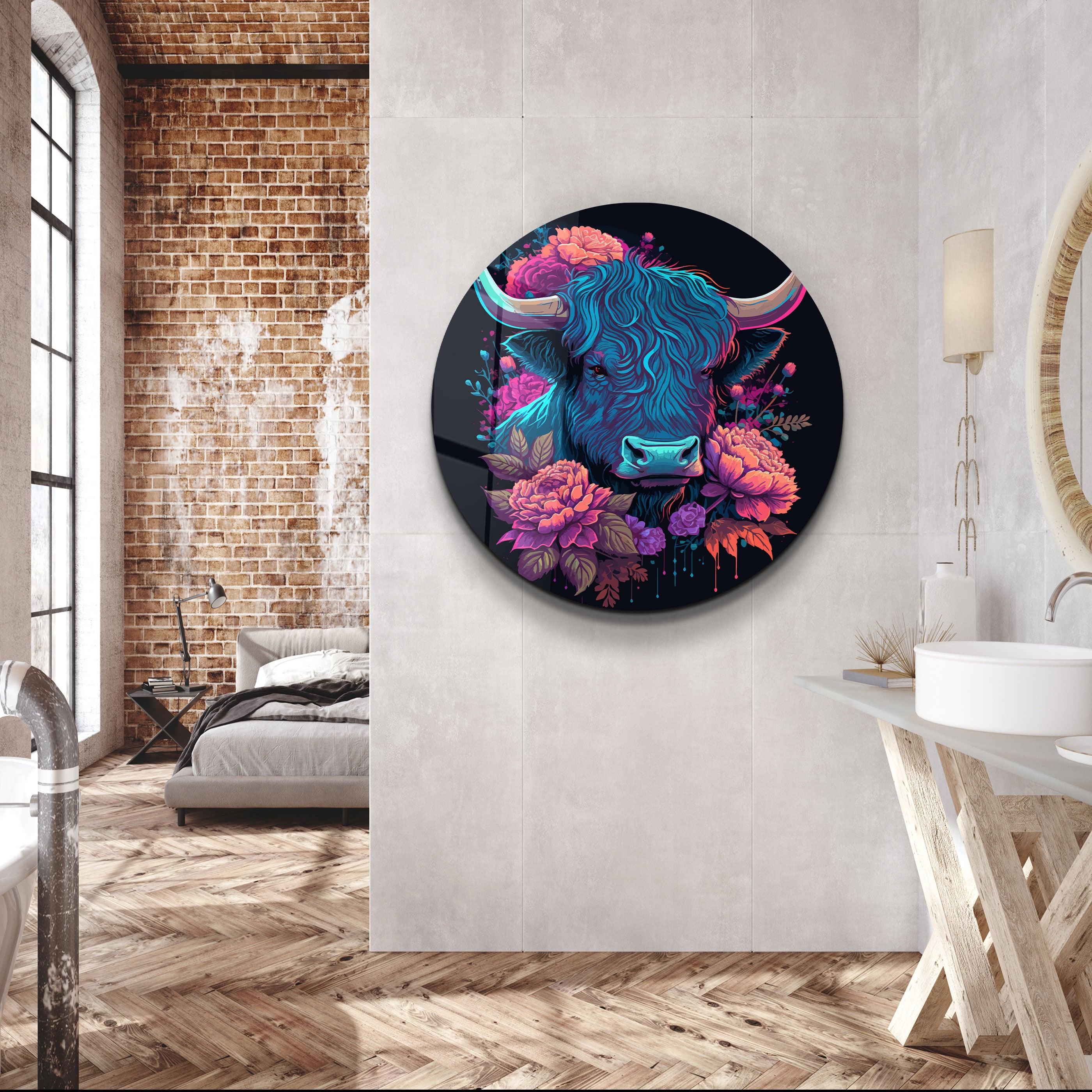 ・"BabyBull"・Rounded Glass Wall Art