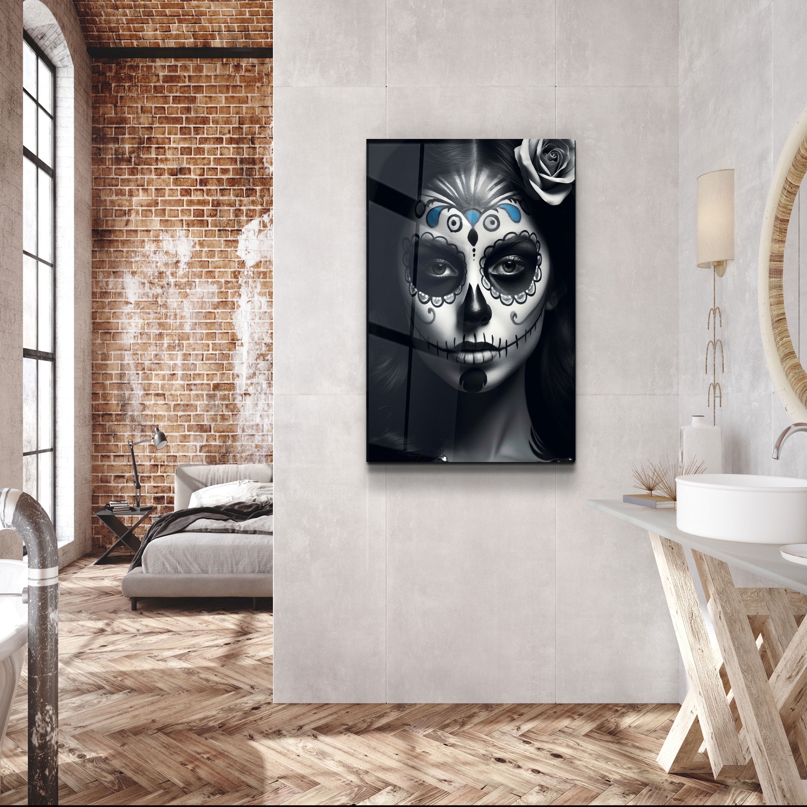 ・"Sugar Skull Make Up"・Designers Collection Glass Wall Art