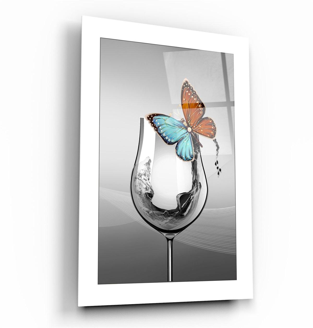 ・"Glass and Butterfly"・Glass Wall Art
