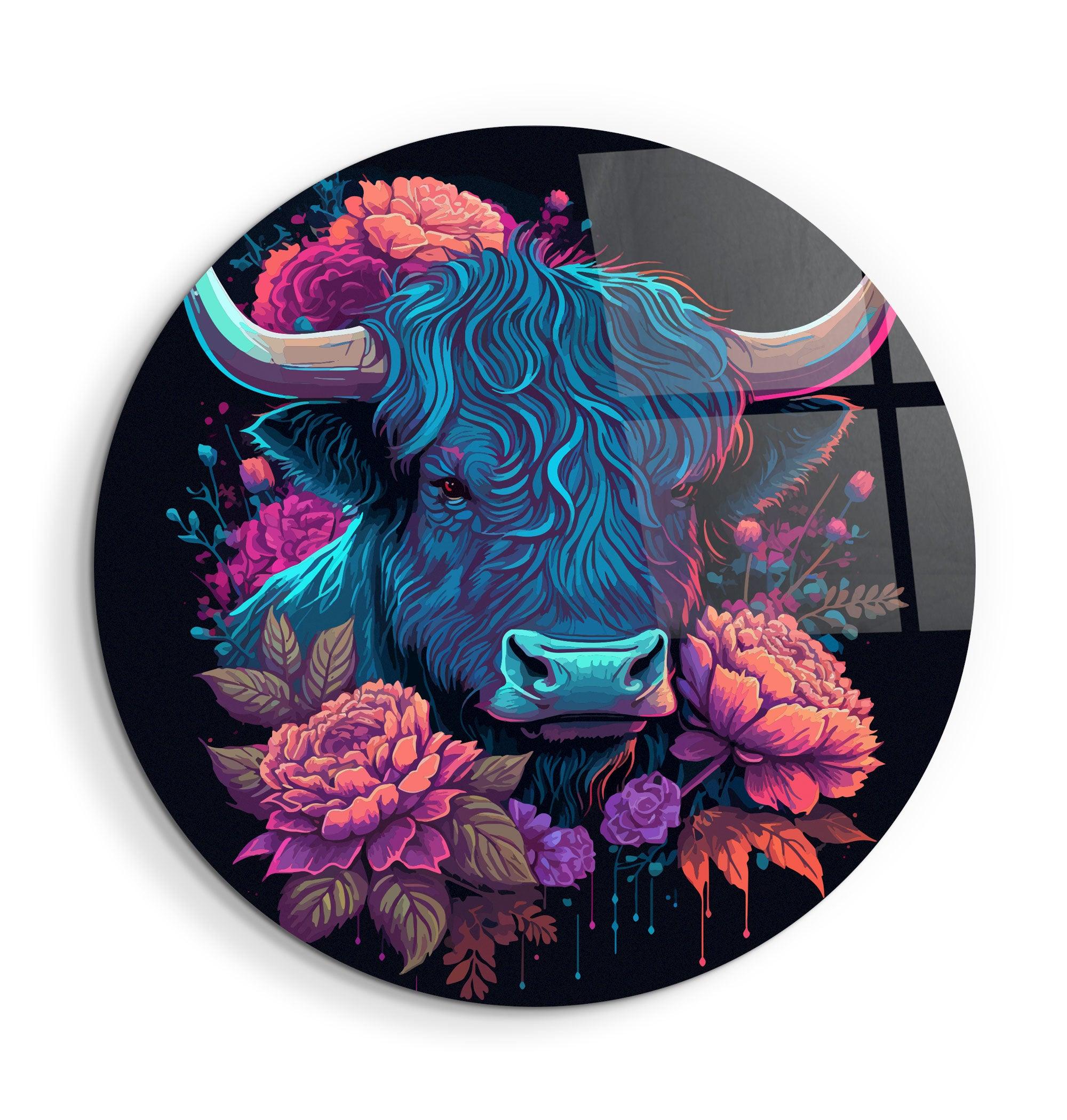 ・"BabyBull"・Rounded Glass Wall Art