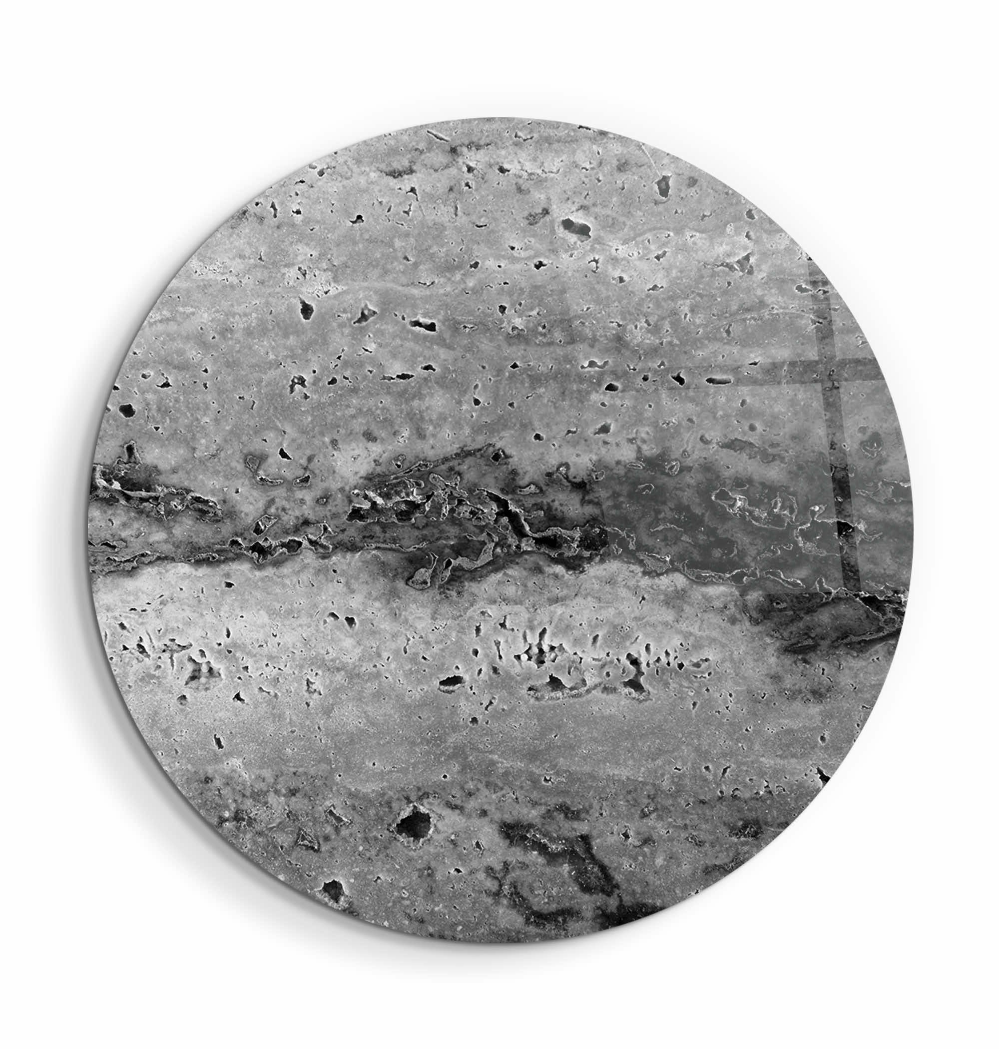 ・"Travertine Stone - Dark Gray"・Rounded Glass Wall Art