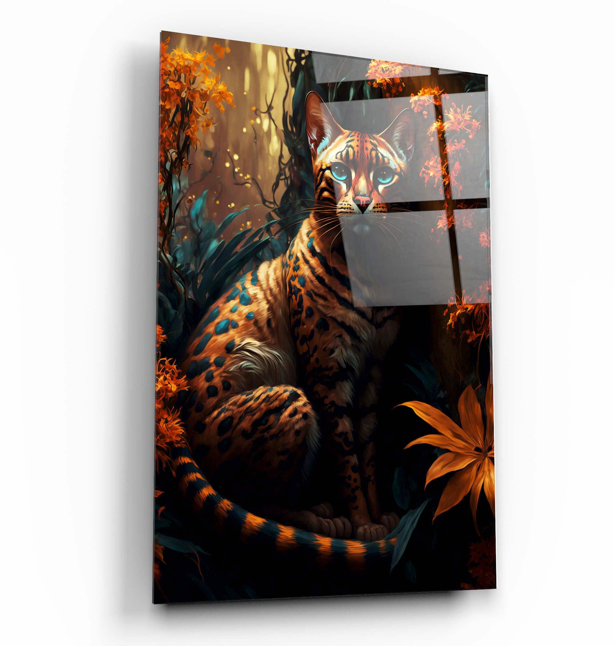 ・"Forest Cat"・Secret World Collection Glass Wall Art