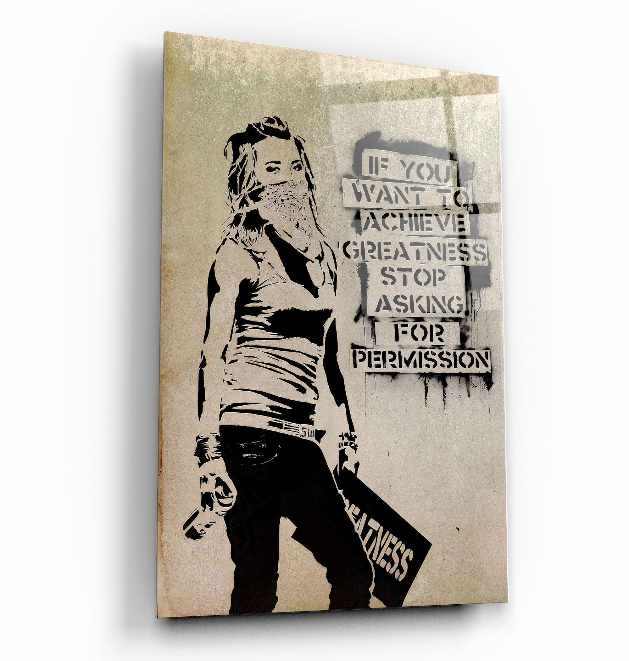 "Banksy - Greatness"・Glass Wall Art