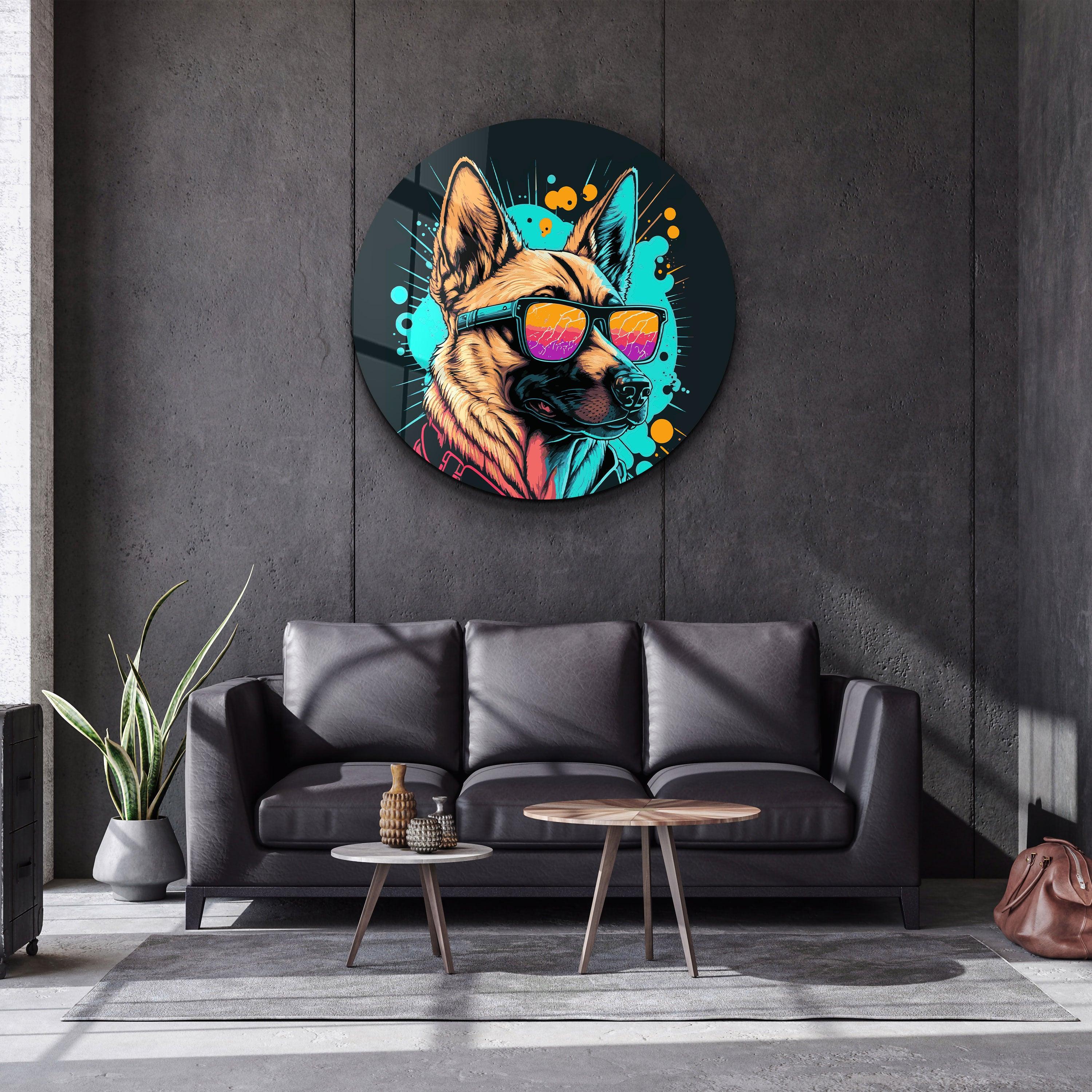 ・"Spy dog"・Rounded Glass Wall Art