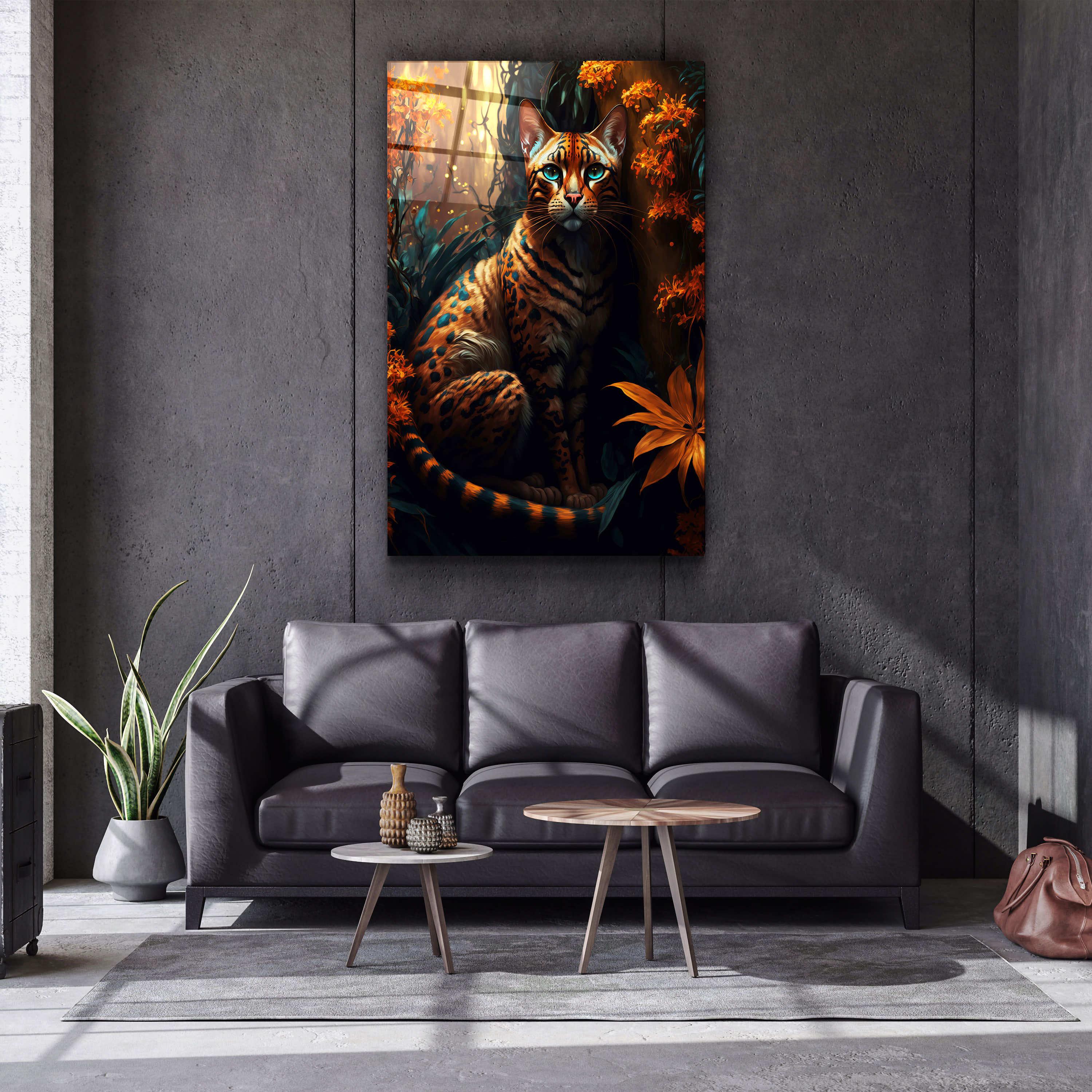・"Forest Cat"・Secret World Collection Glass Wall Art