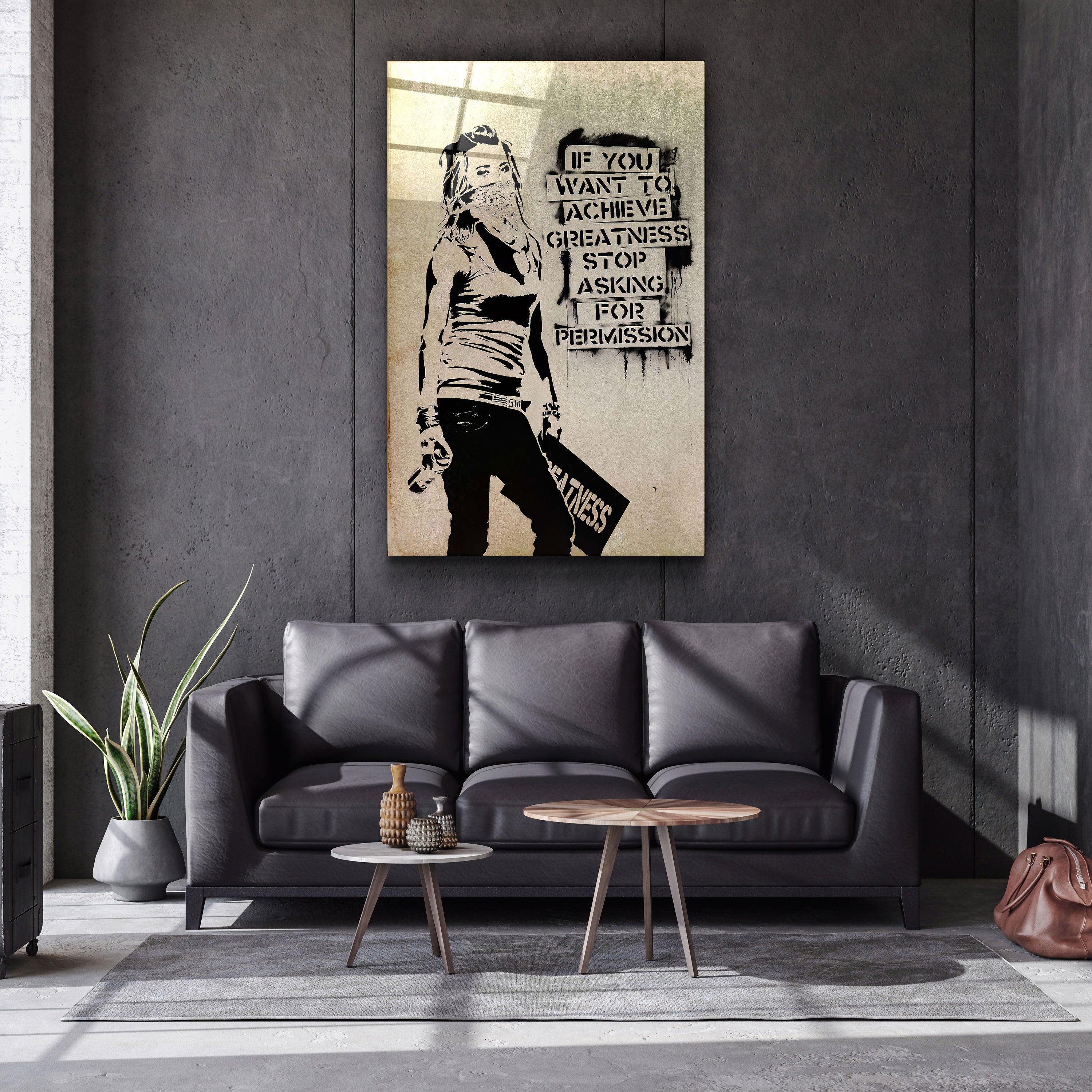 "Banksy - Greatness"・Glass Wall Art