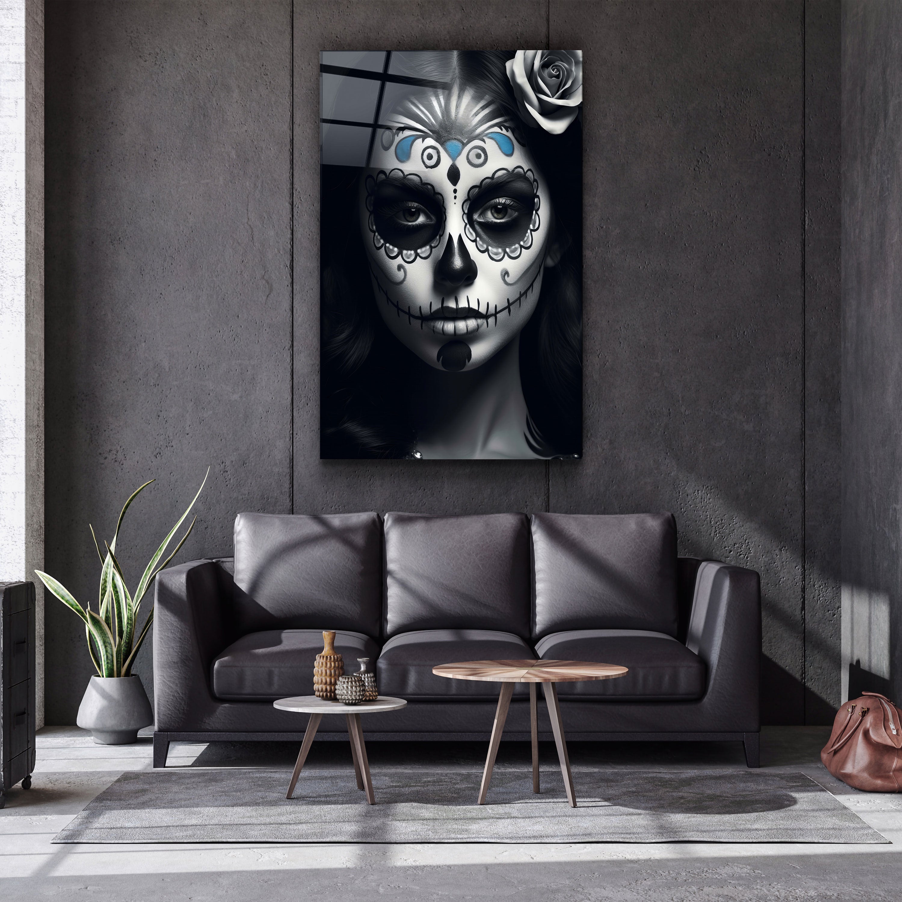 ・"Sugar Skull Make Up"・Designers Collection Glass Wall Art