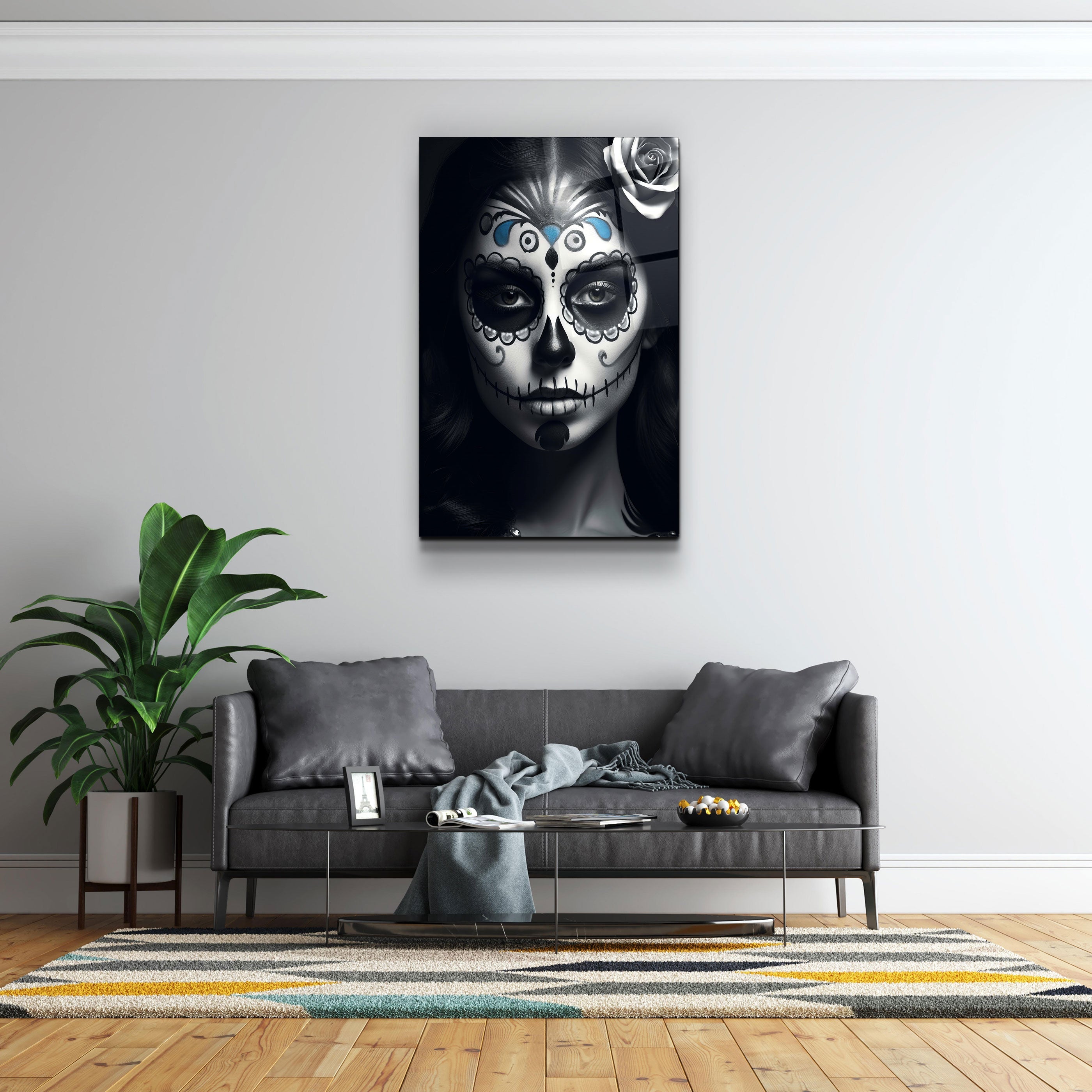 ・"Sugar Skull Make Up"・Designers Collection Glass Wall Art