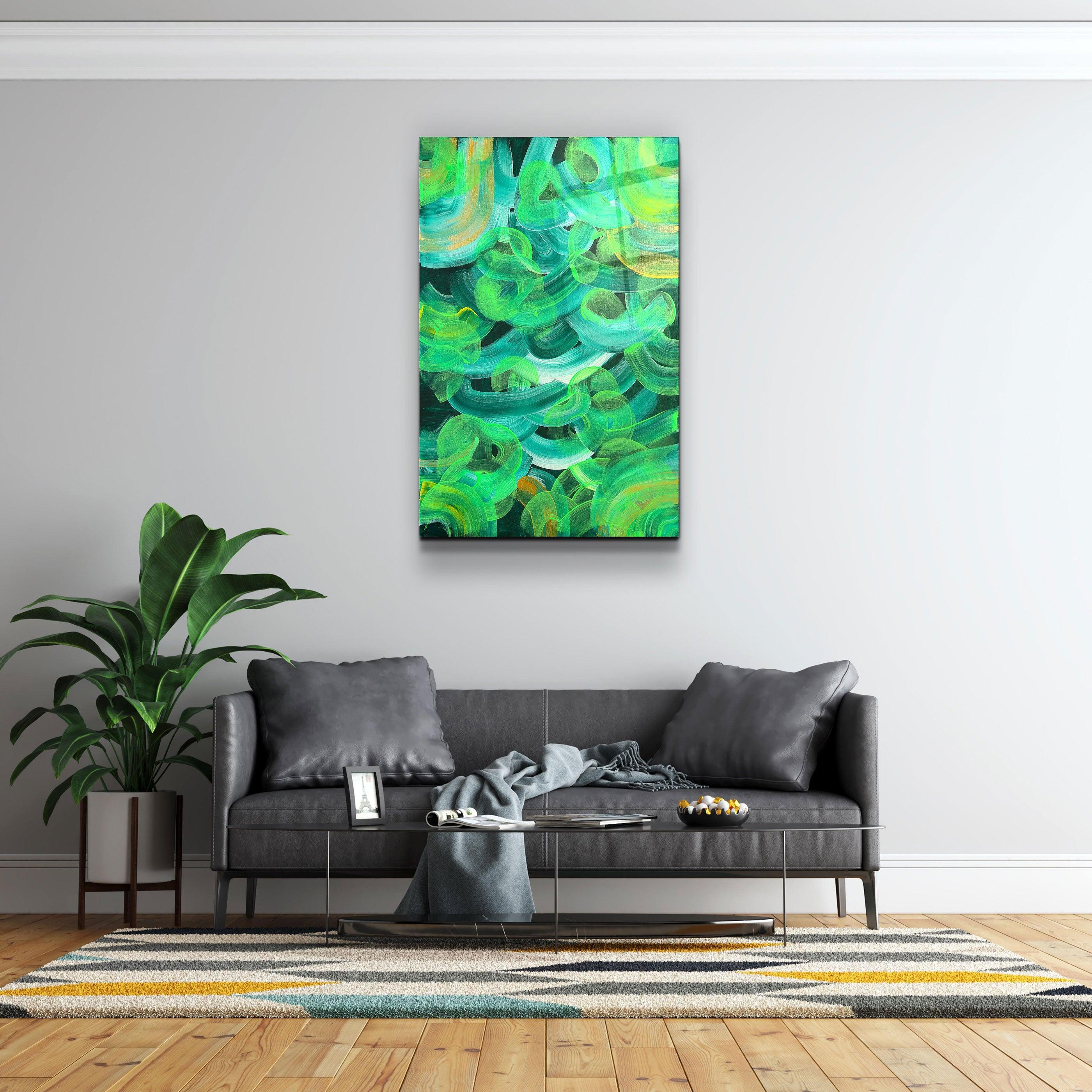・"Greeny - Hand-drawn Image"・Glass Wall Art