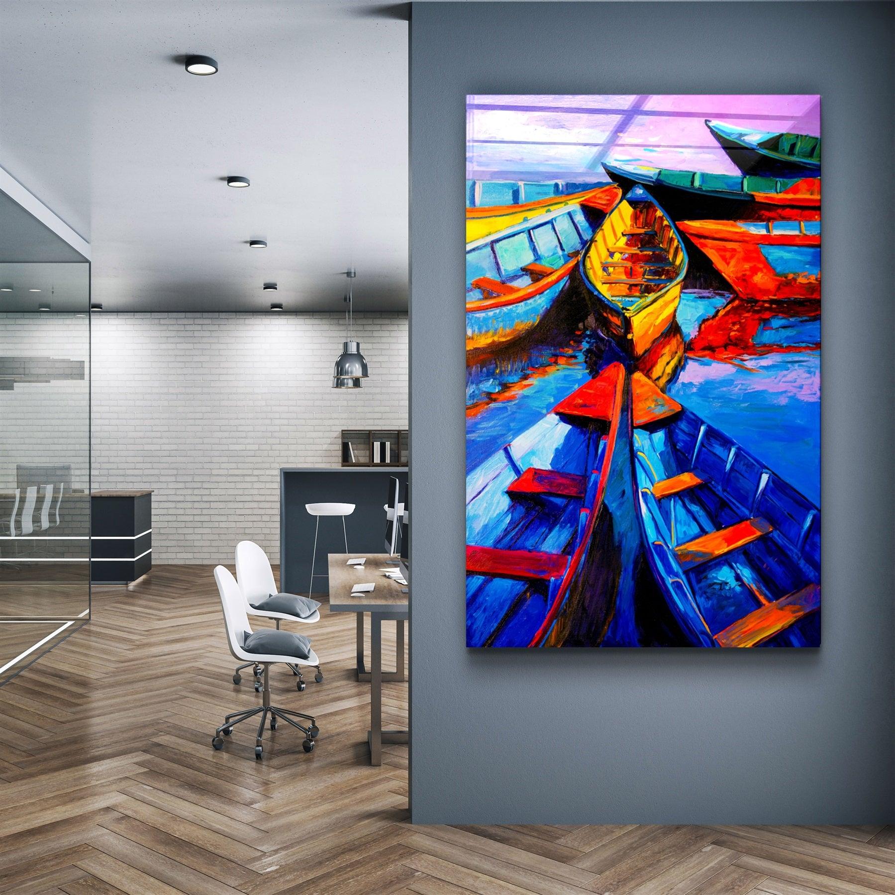 ・"Boats Meeting"・Glass Wall Art