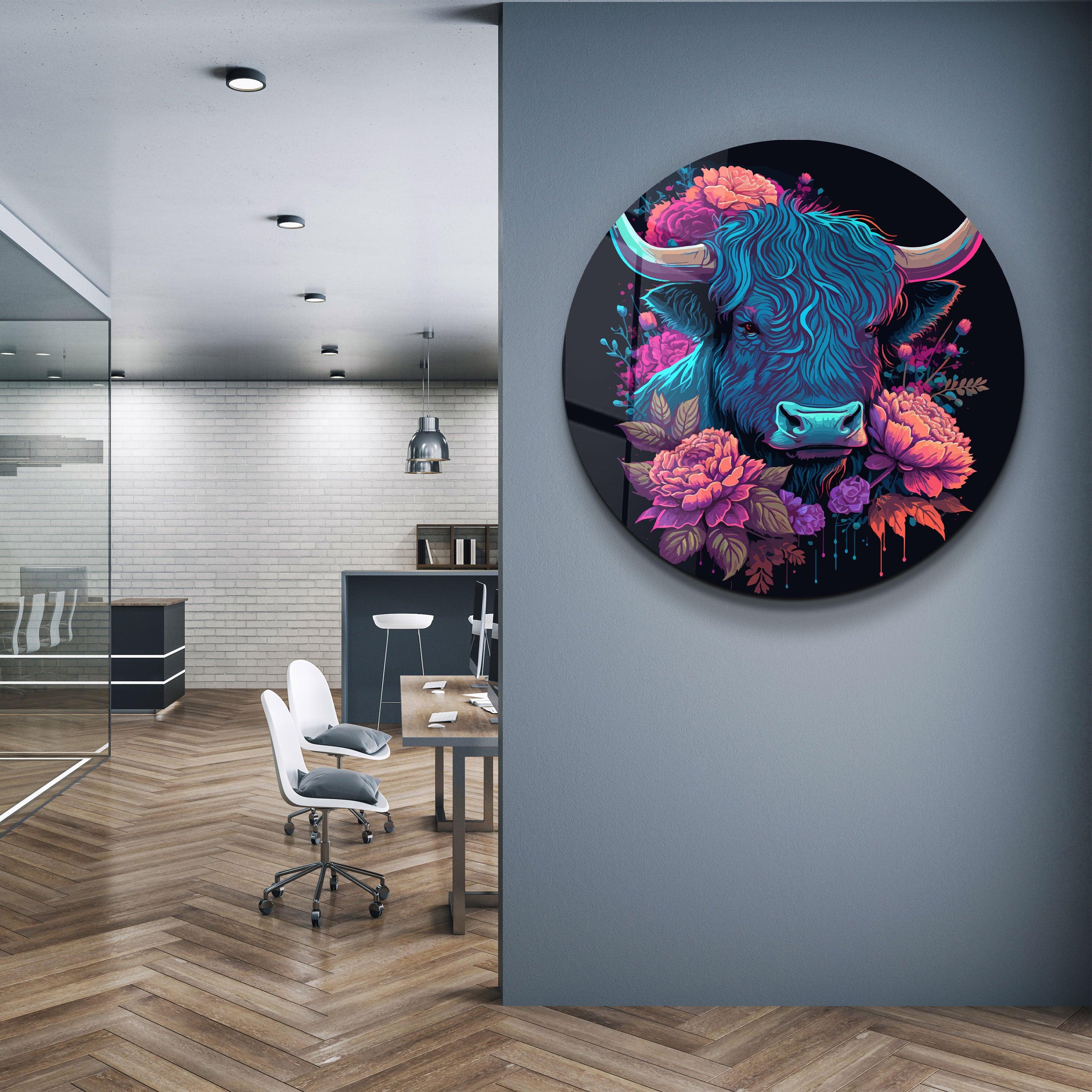 ・"BabyBull"・Rounded Glass Wall Art