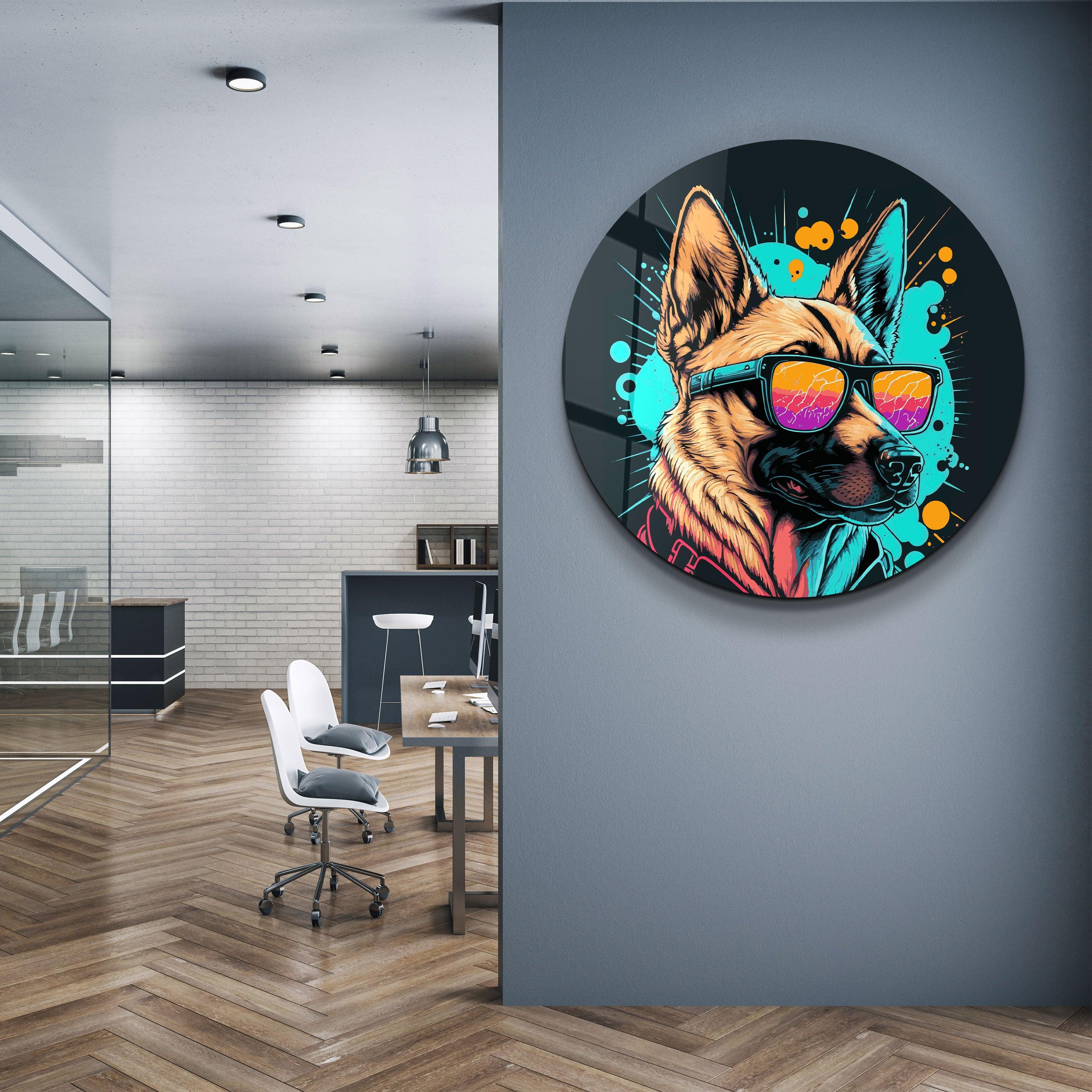 ・"Spy dog"・Rounded Glass Wall Art