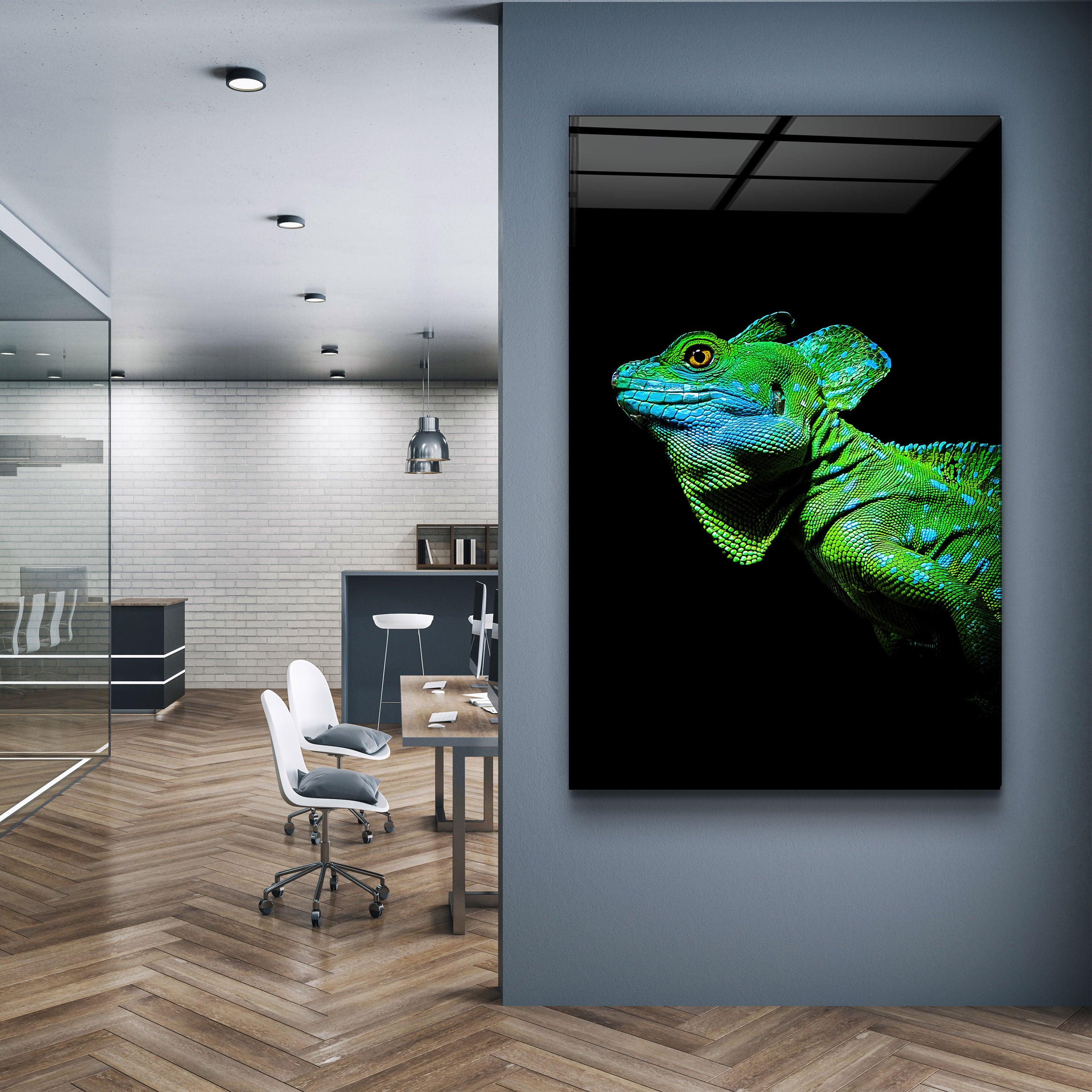 ・"Iguana Green"・Designer's Collection Glass Wall Art