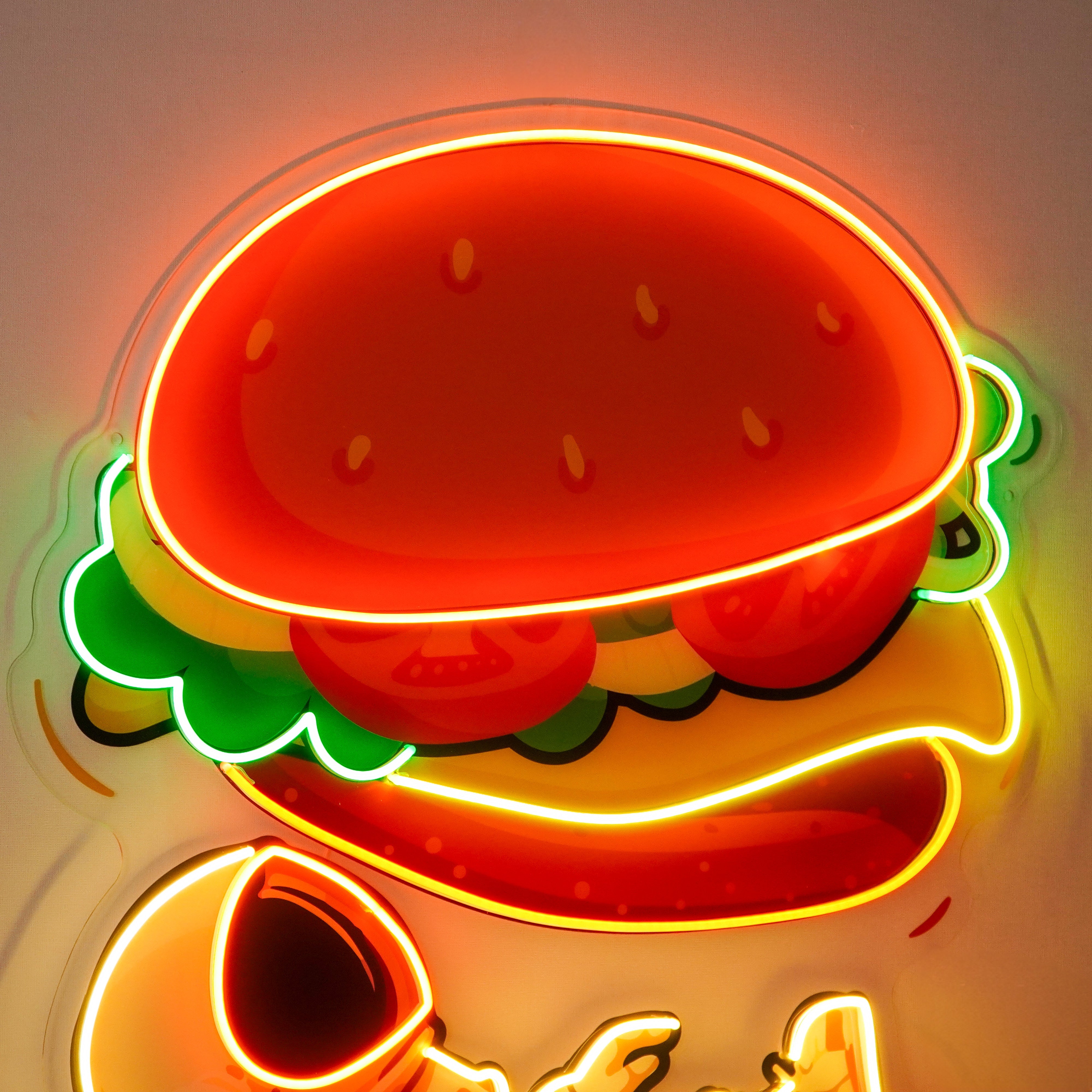 Astronaut and Burger Led Neon Acrylic Artwork