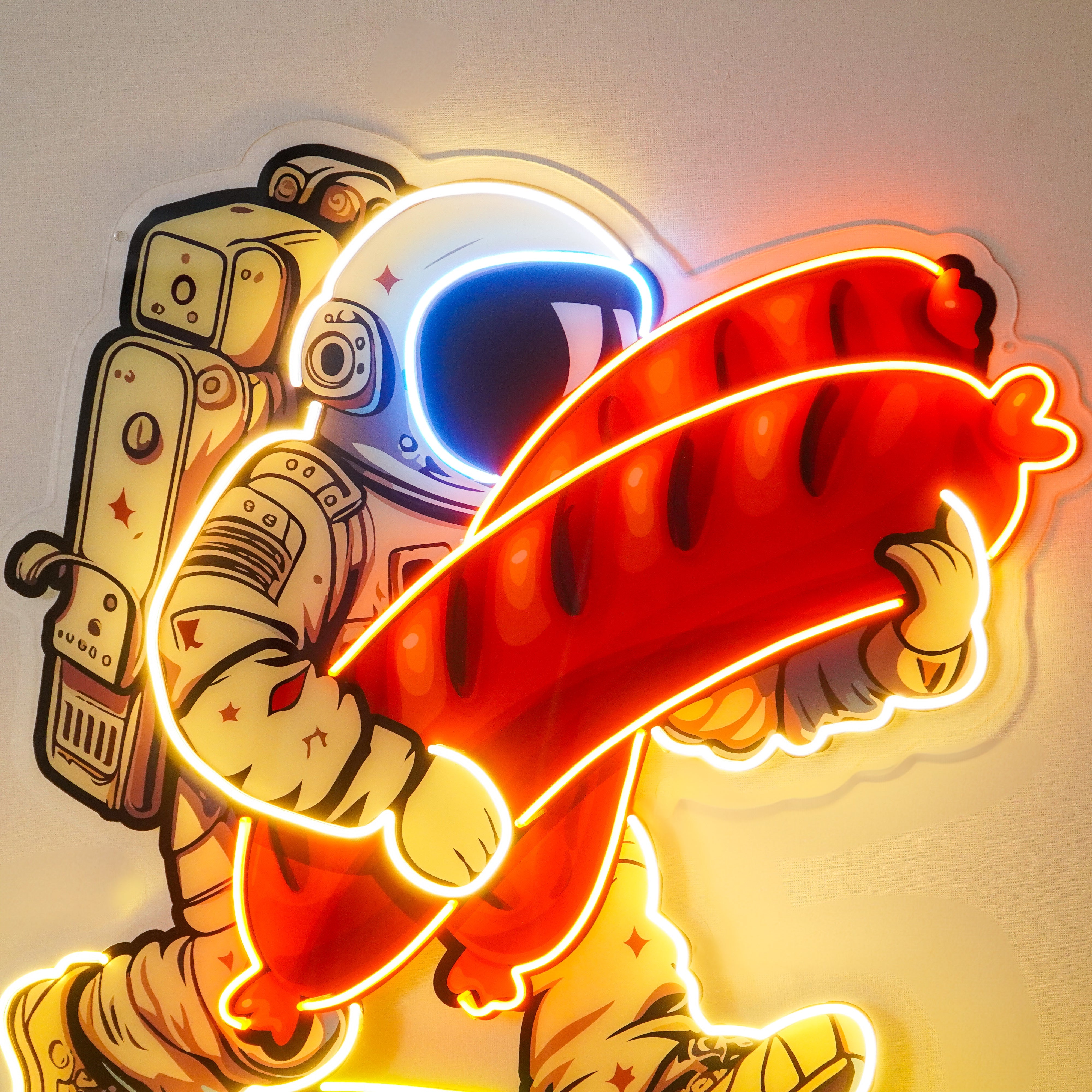 Astronaut and Sausage Led Neon Acrylic Artwork