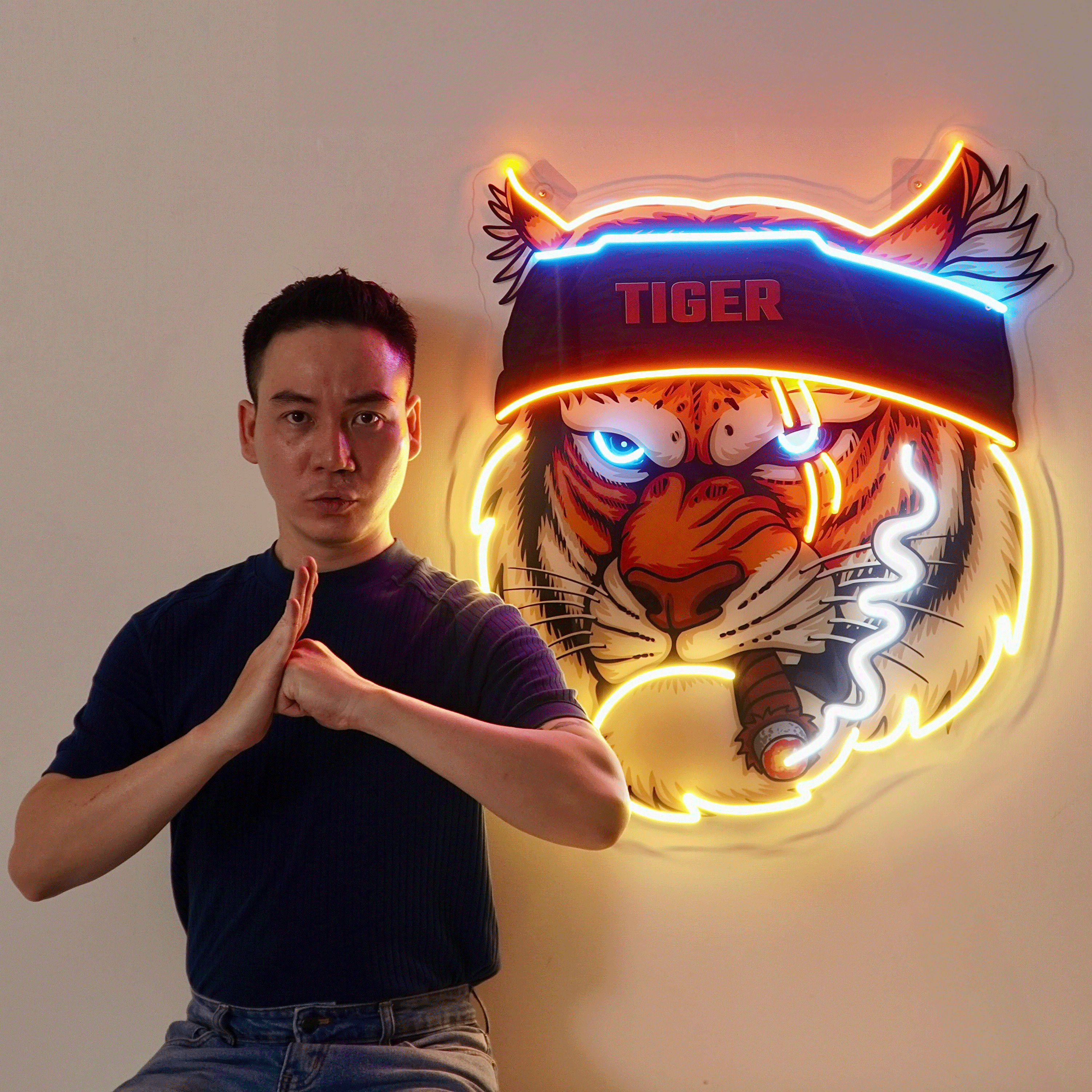 Tiger Smoking LED Neon Sign Light Pop Art