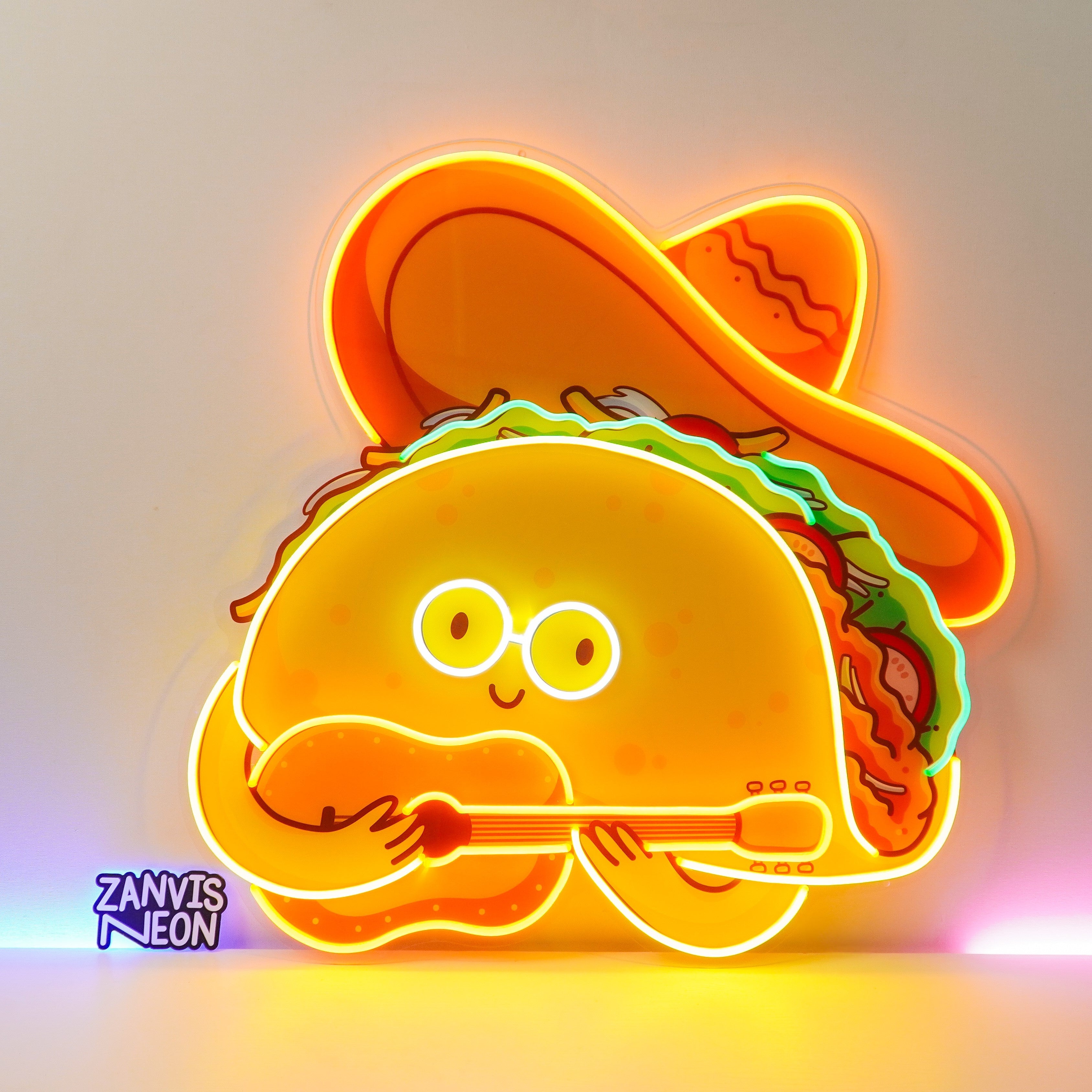 Taco Gentlemen Neon Acrylic Artwork