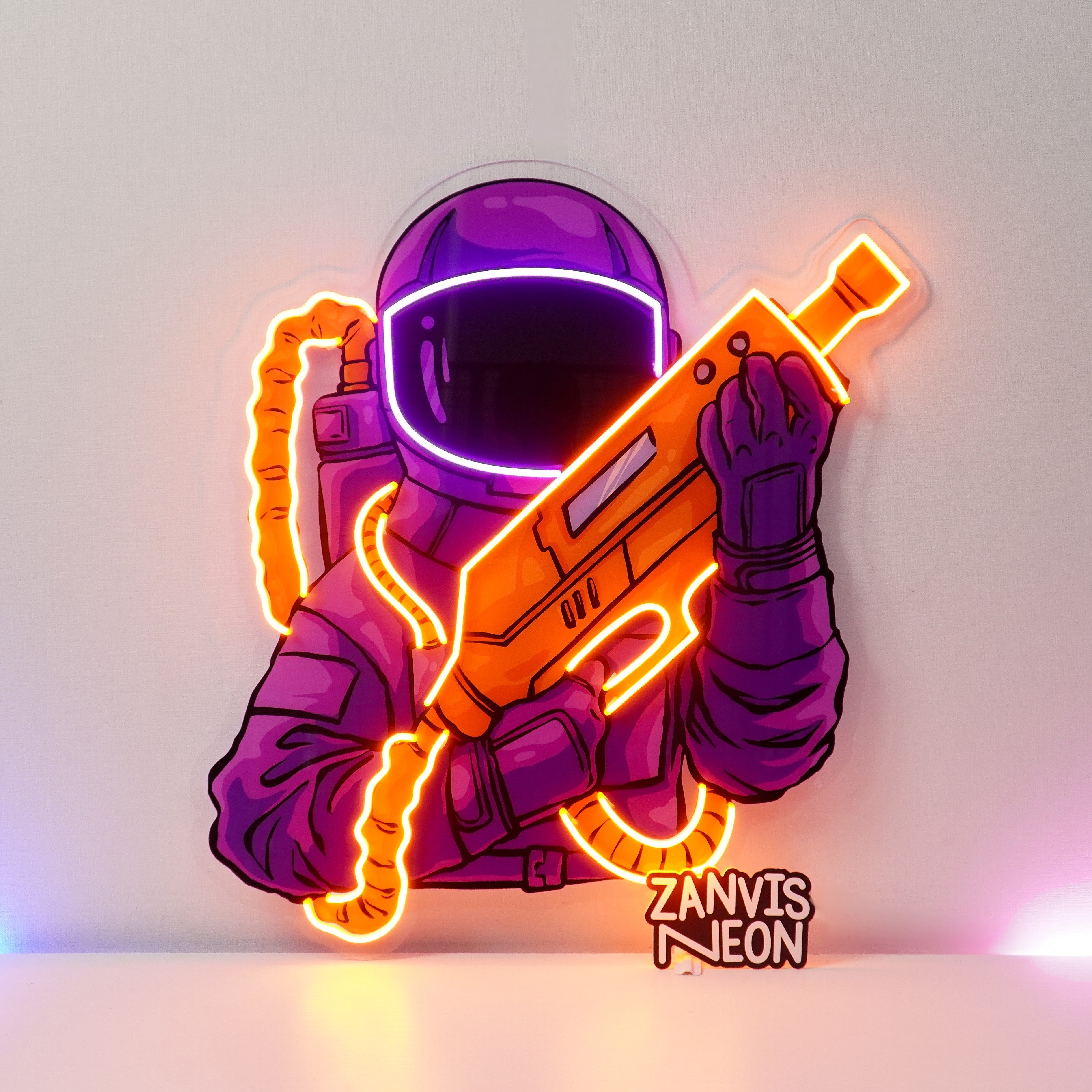 Astronaut Sight Gun Head LED Neon Sign Light Pop Art