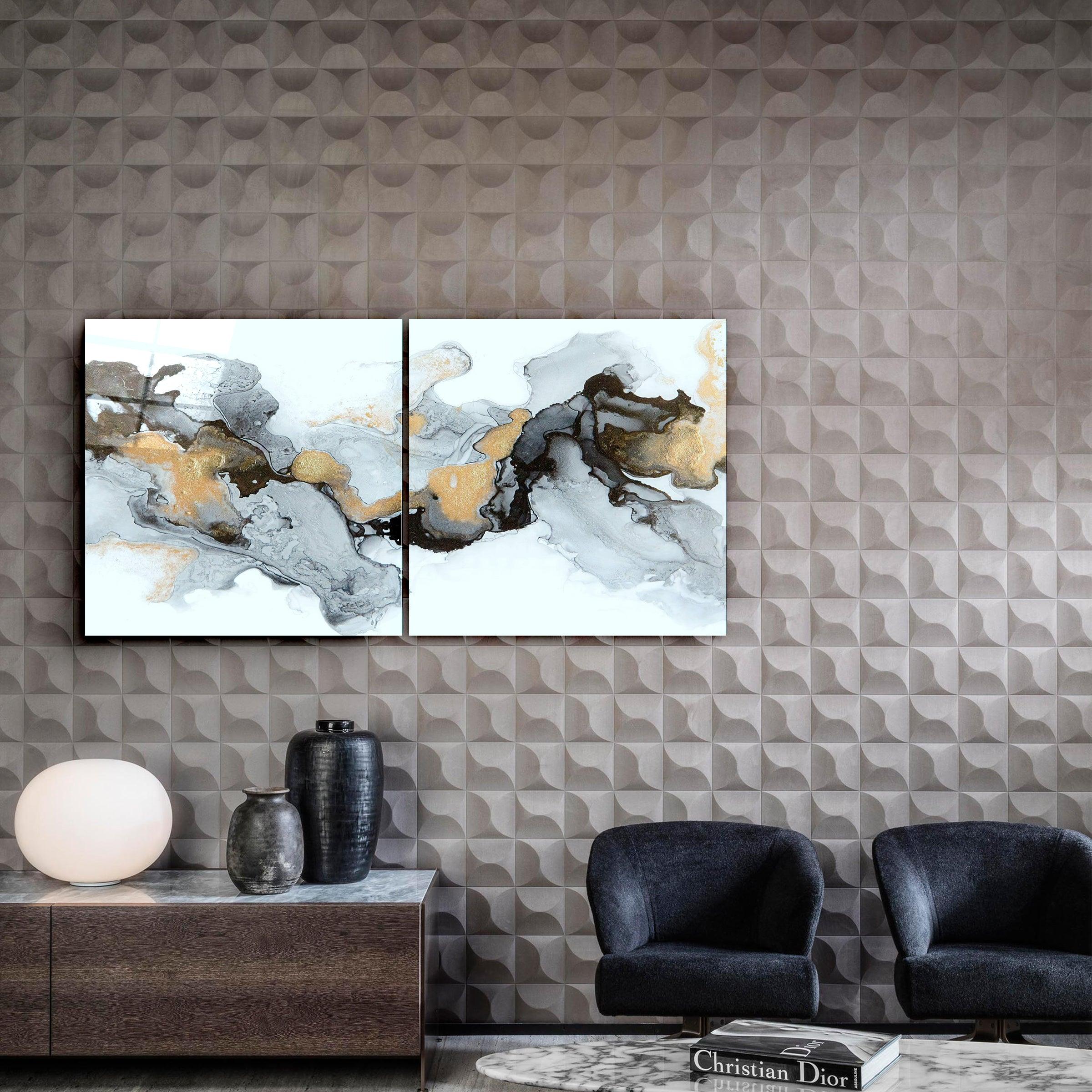 ・"Marble Abstract - Duo"・Glass Wall Art