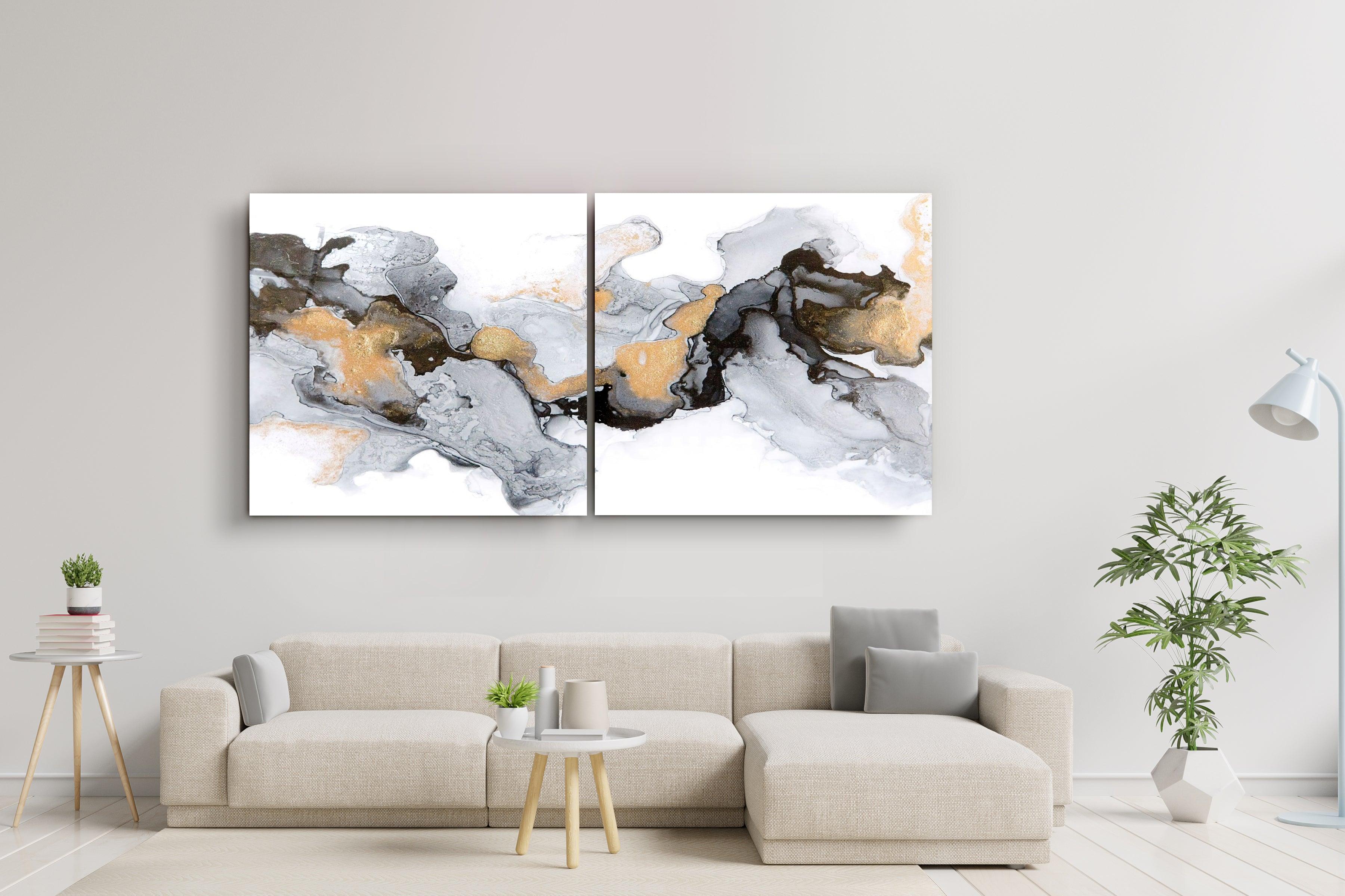 ・"Marble Abstract - Duo"・Glass Wall Art