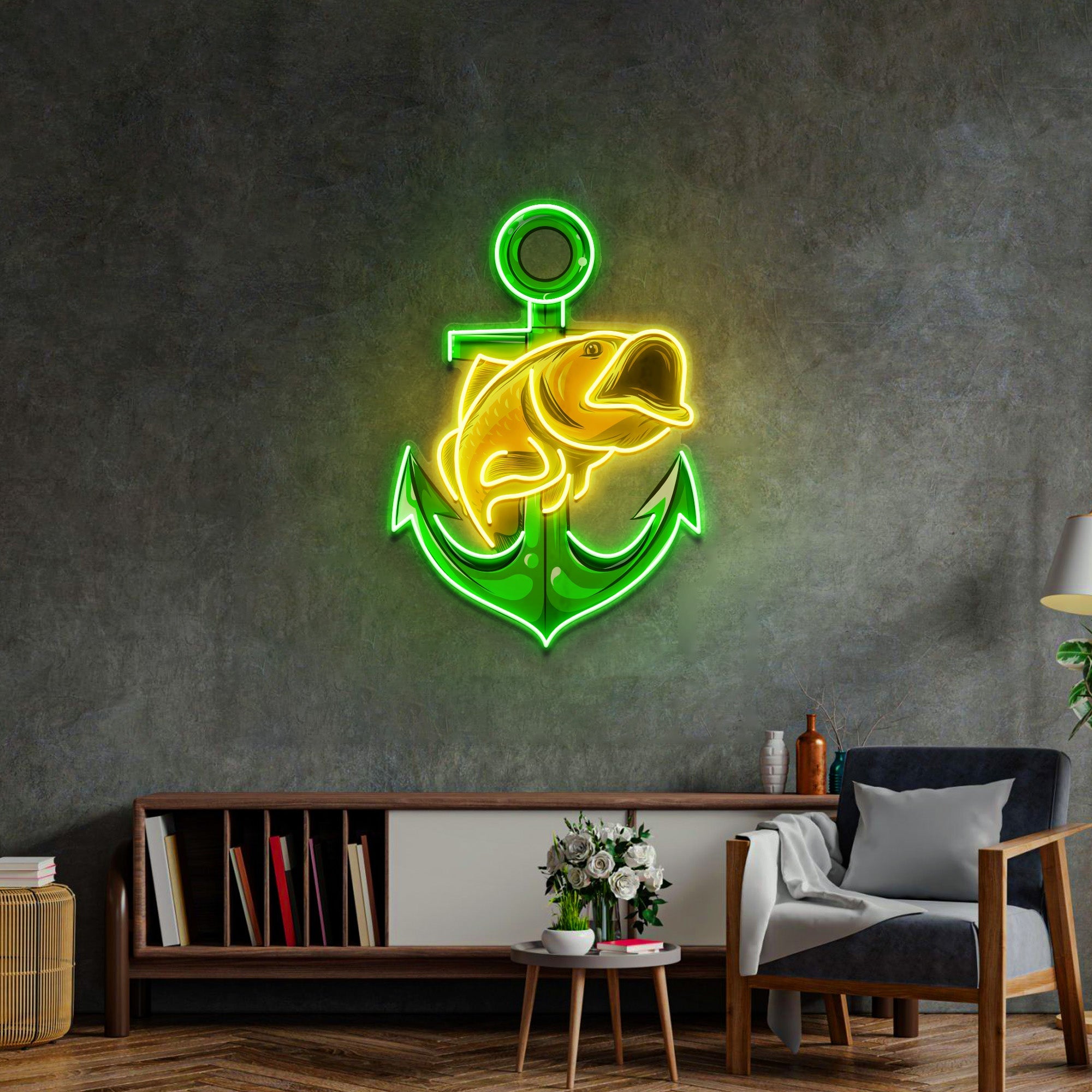 Fishing Anchor LED Neon Sign Light Pop Art