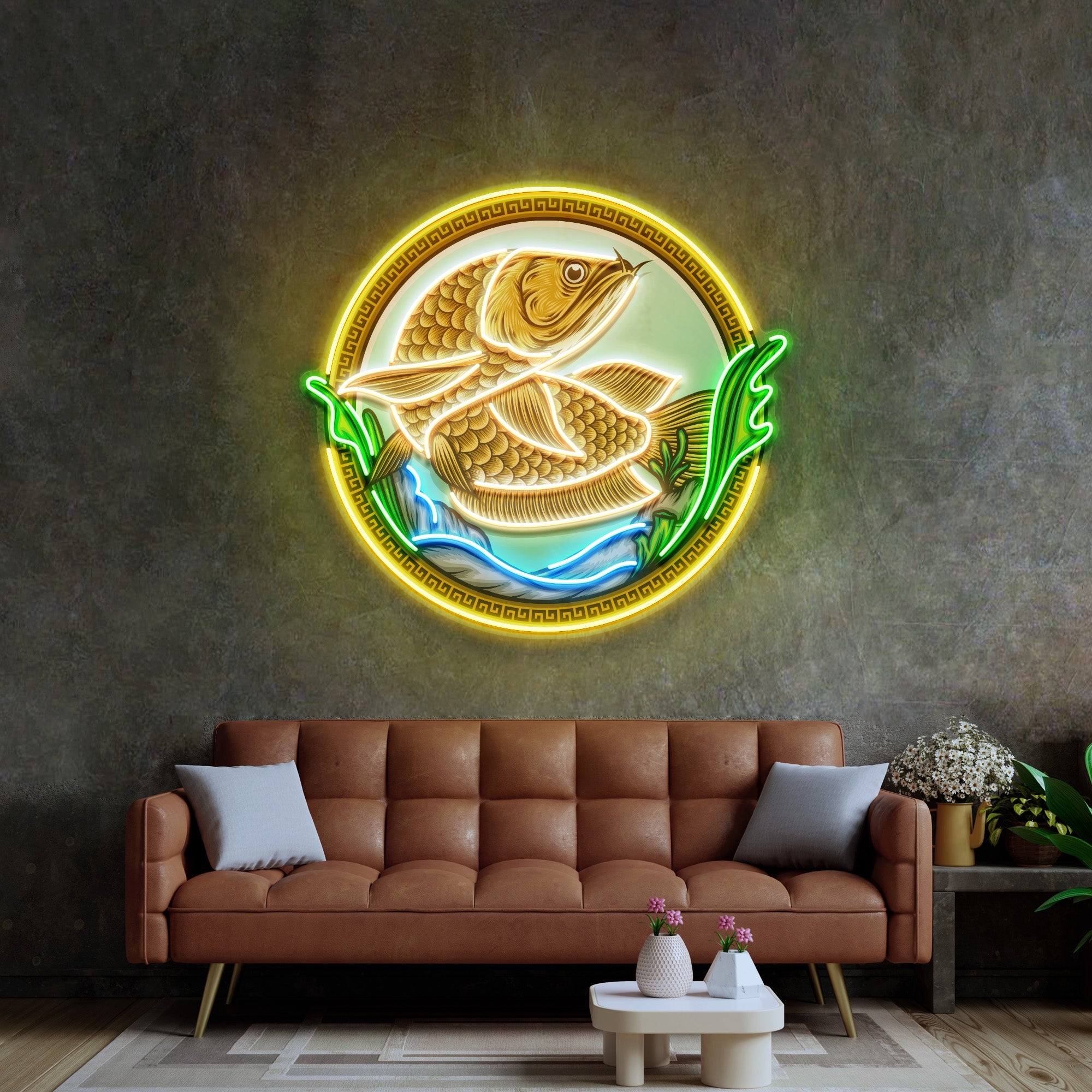 Goldfish In Round Frame LED Neon Sign Light Pop Art