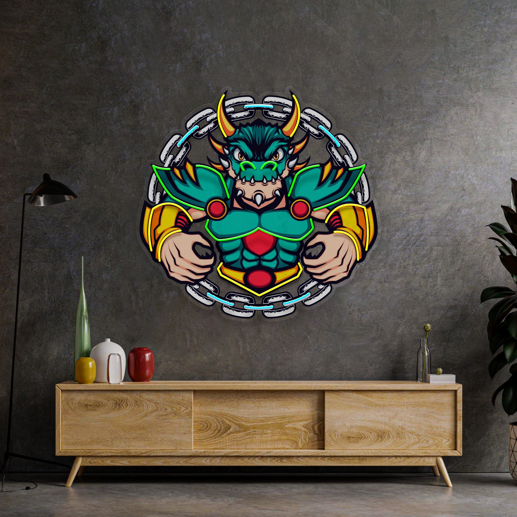 Green Dragon Mascot LED Neon Sign Light Pop Art