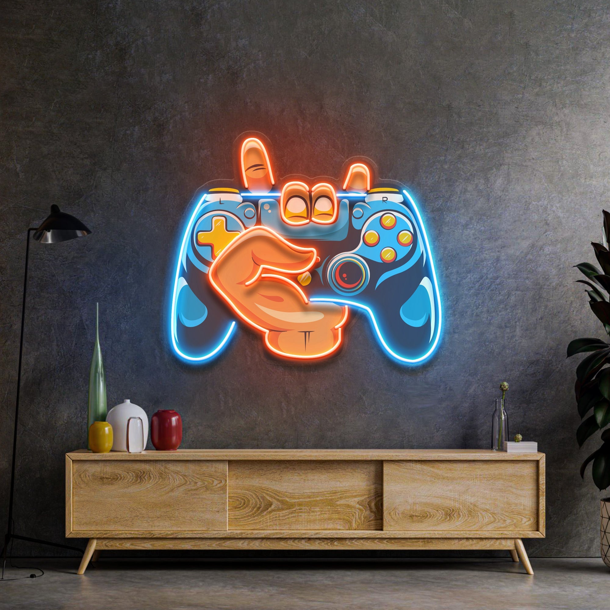 Hand Holding Game LED Neon Sign Light Pop Art