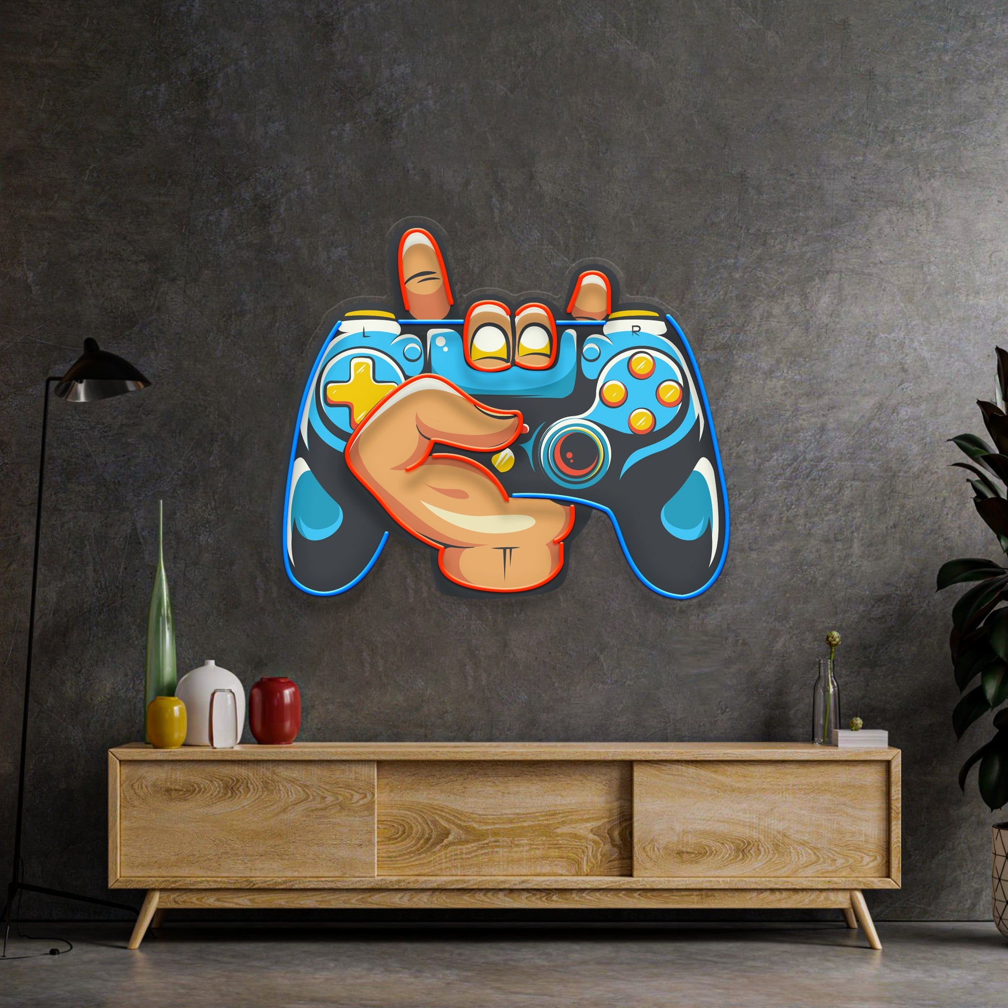 Hand Holding Game LED Neon Sign Light Pop Art