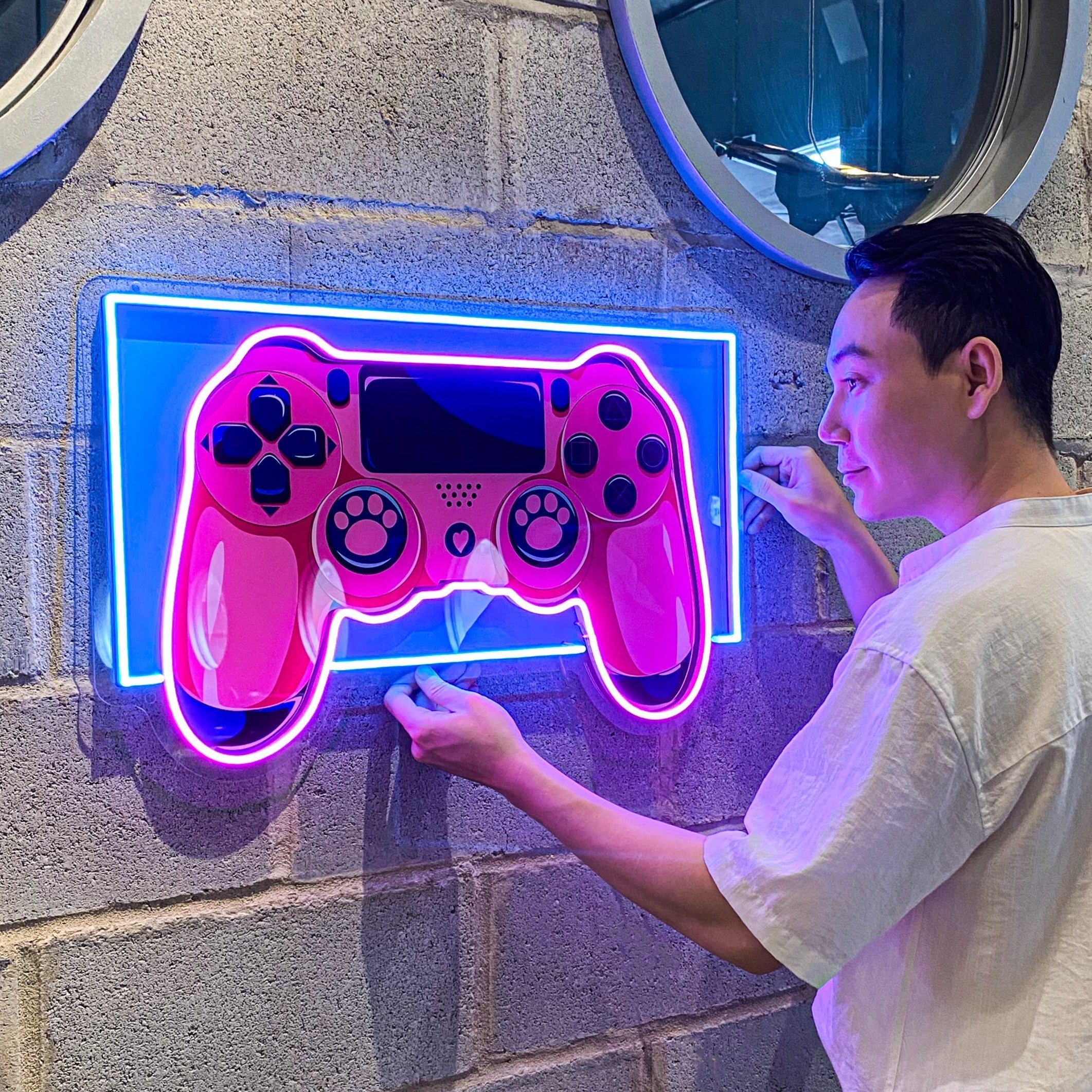 Pink Controller Led Neon Acrylic Artwork