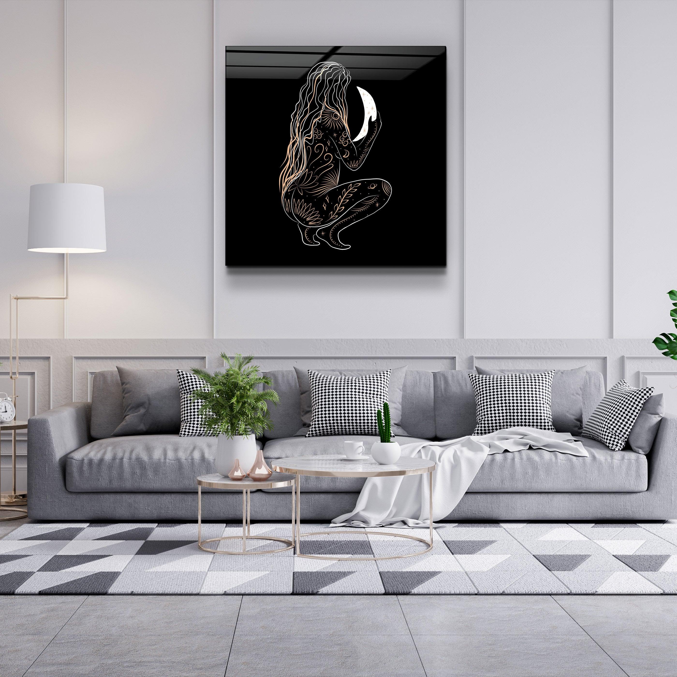 ."Moon Modern V2". Designer's Collection Glass Wall Art