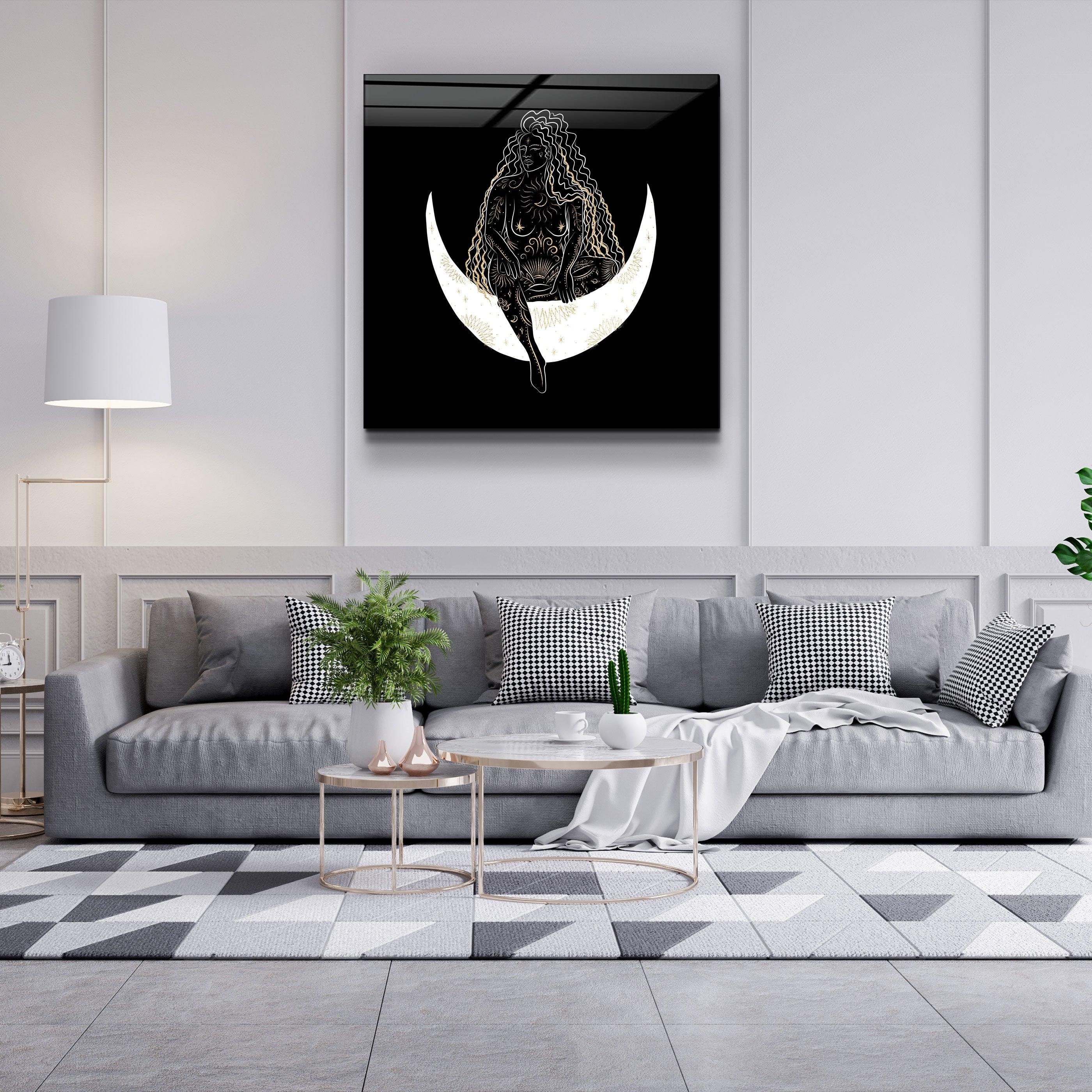 ."Moon Modern V1". Designer's Collection Glass Wall Art