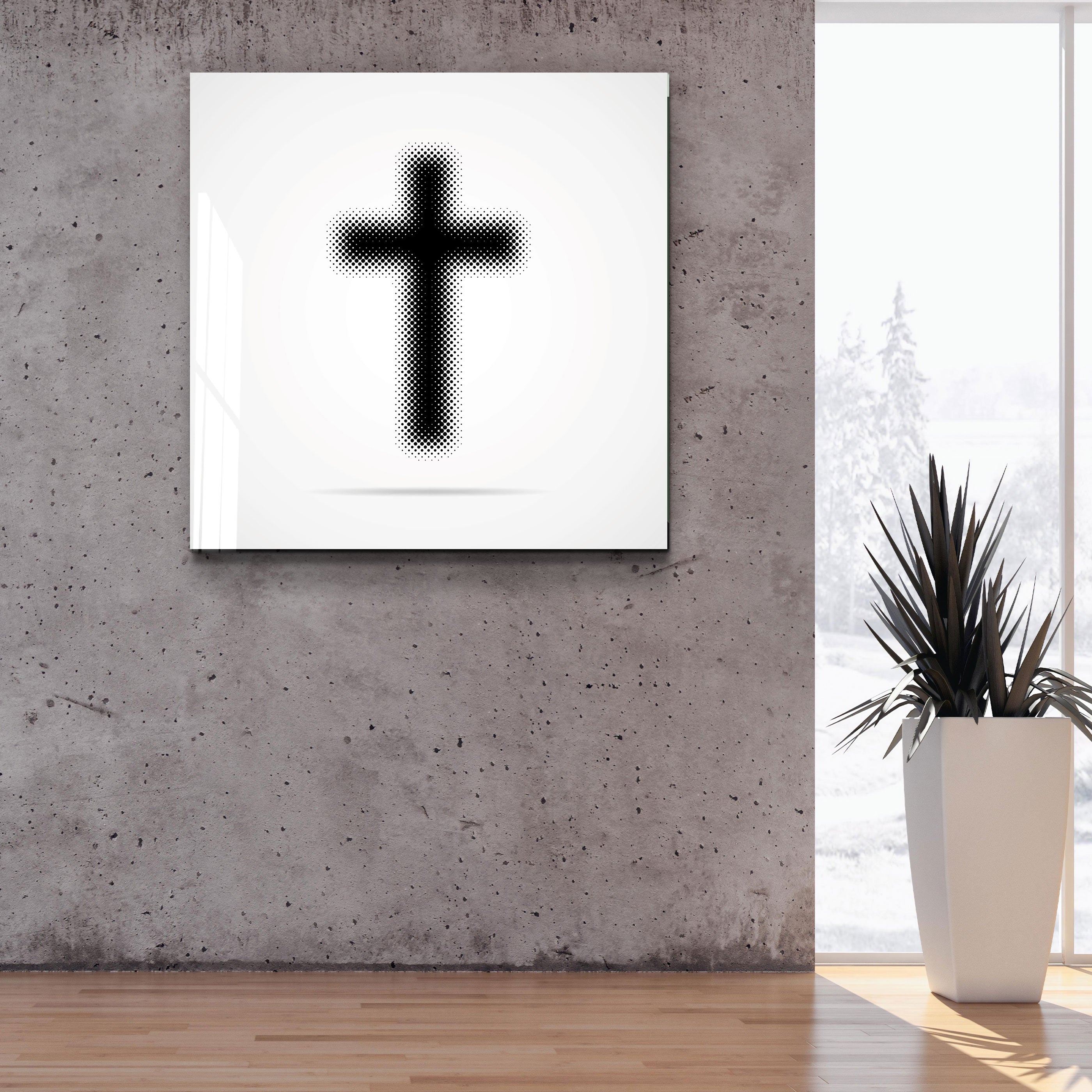 ."Dotted Cross". Designers Collection Glass Wall Art