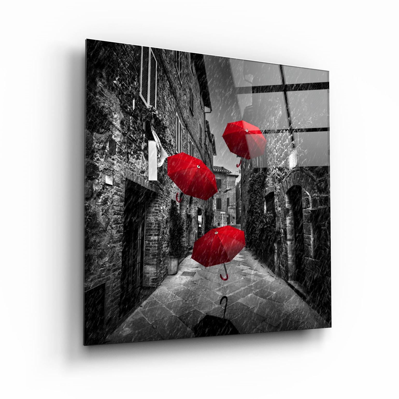 ・"Red Gingham"・Glass Wall Art